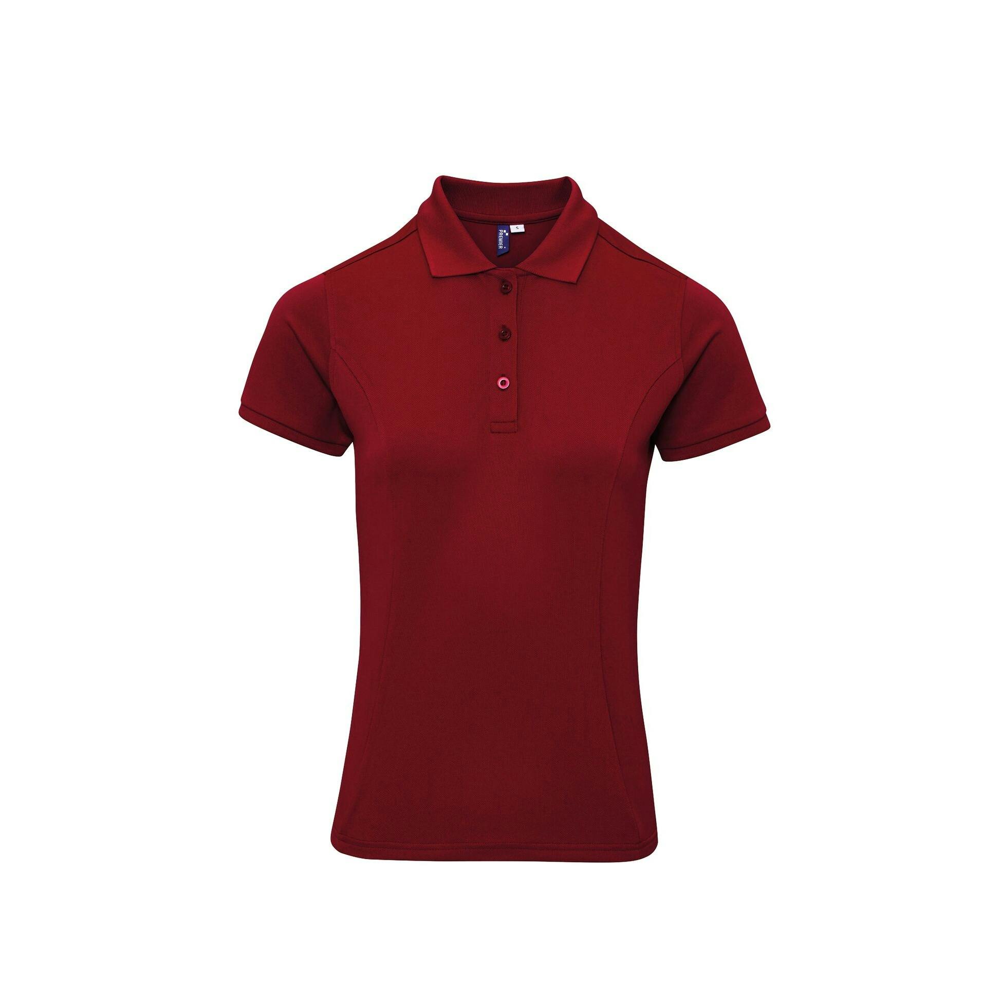 Premier Women's Burgundy Coolchecker Plus Piqu Polo With Coolplus In | Size: 2XL - Image 3