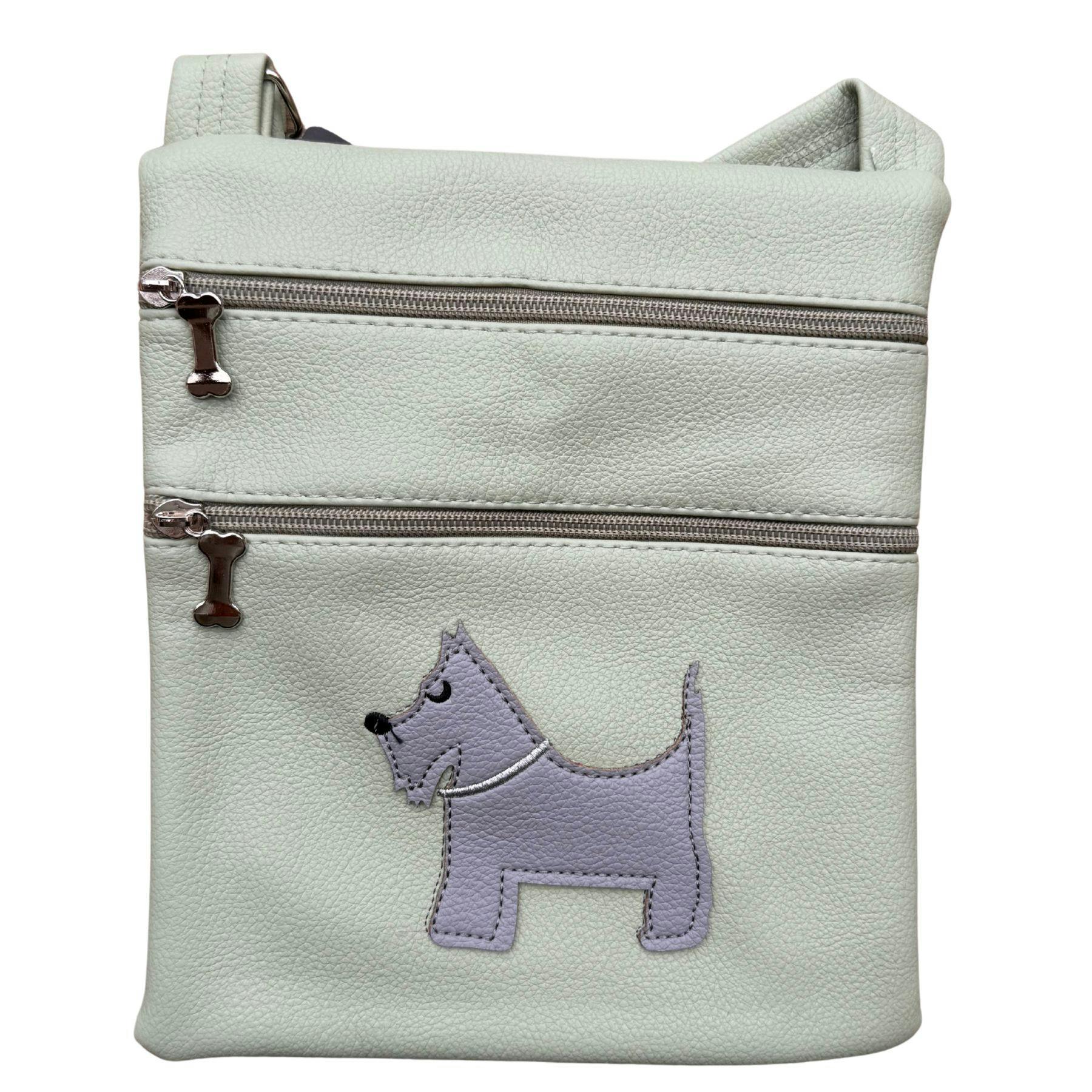 Fores Collection Westie Dog Appliqué Crossbody Bag With Adjustable Strap - Lime