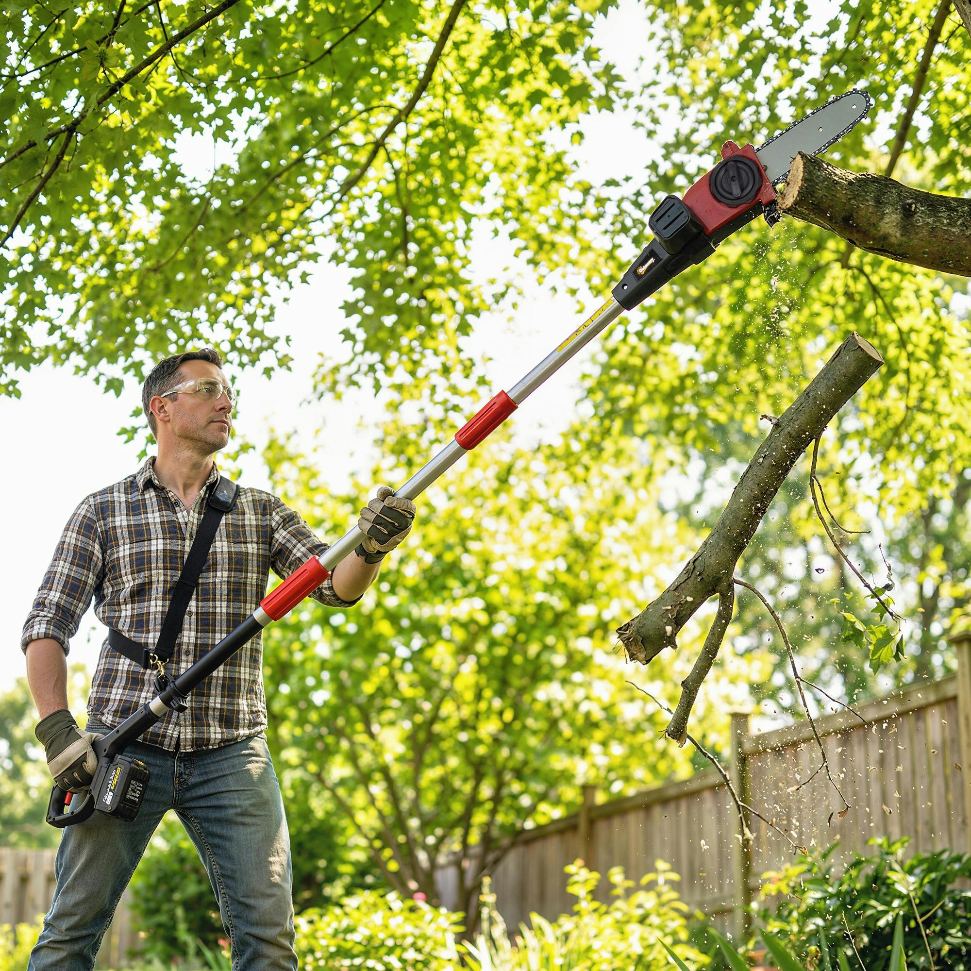 Rackhams Black Cordless Pole Chainsaw, 1.94M/2.56M Electric Chainsaw - 194/256L X 13W X 19H Cm - 1