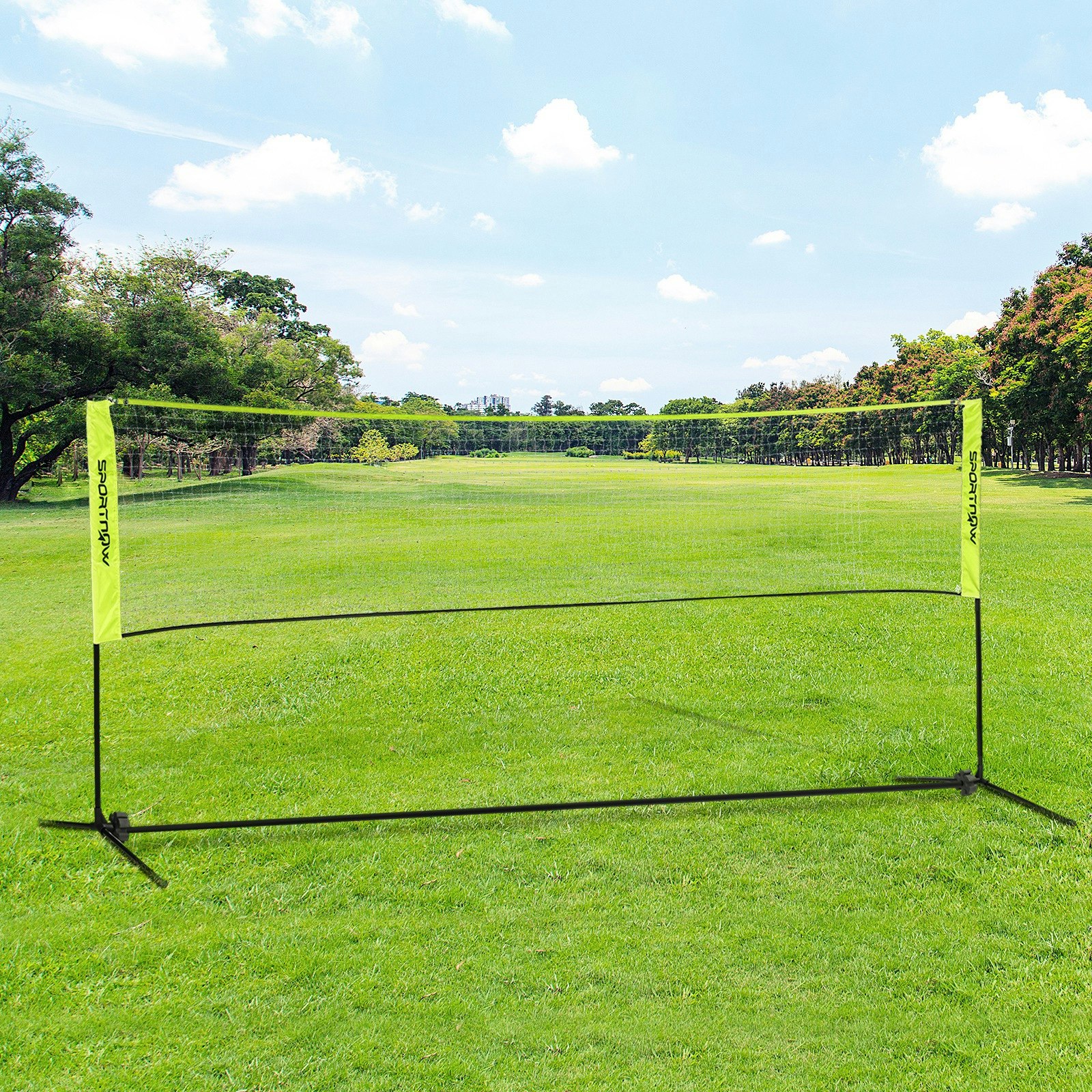 Sportnow Black/Yellow 3M Badminton Net, Adjustable Sports Net For Tennis, Volleyball - 420L X 103W X 107-155Hcm - And