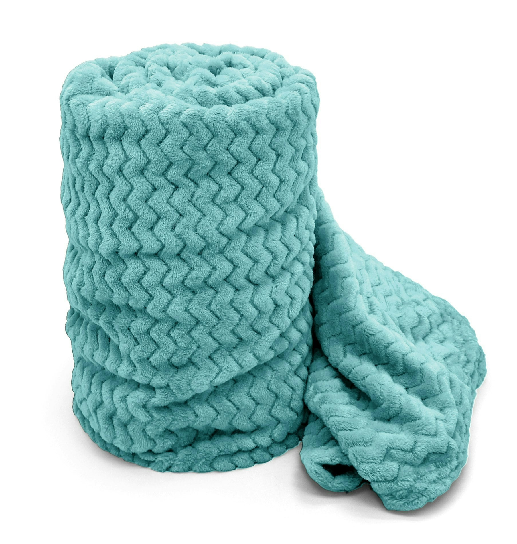 Rackhams Moda Ribbed Chevron Super Soft Blanket - 127Cm X 152Cm - Duck Egg