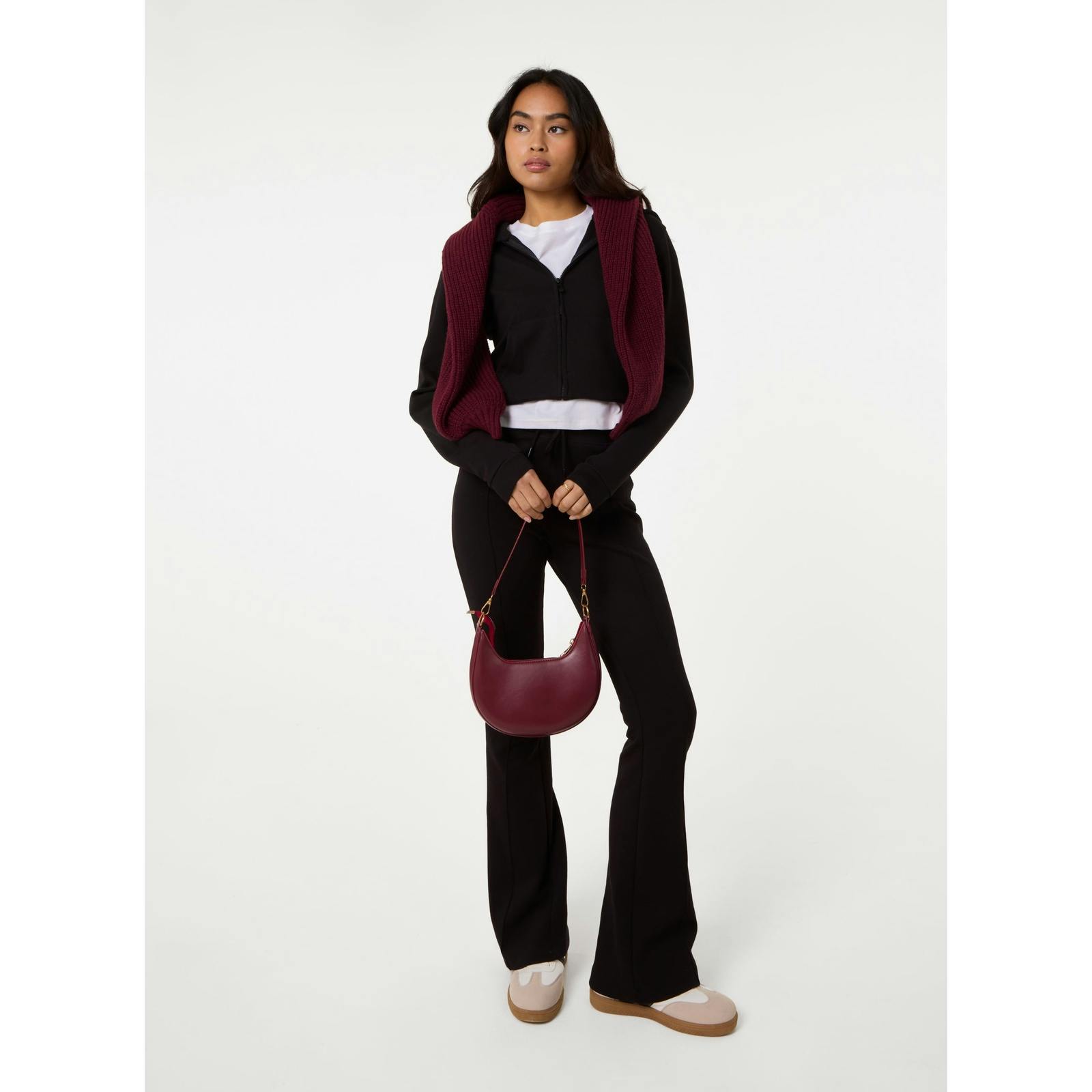 Pink Vanilla Pink/Black Vanilla Pin Tuck Jersey Flares - L