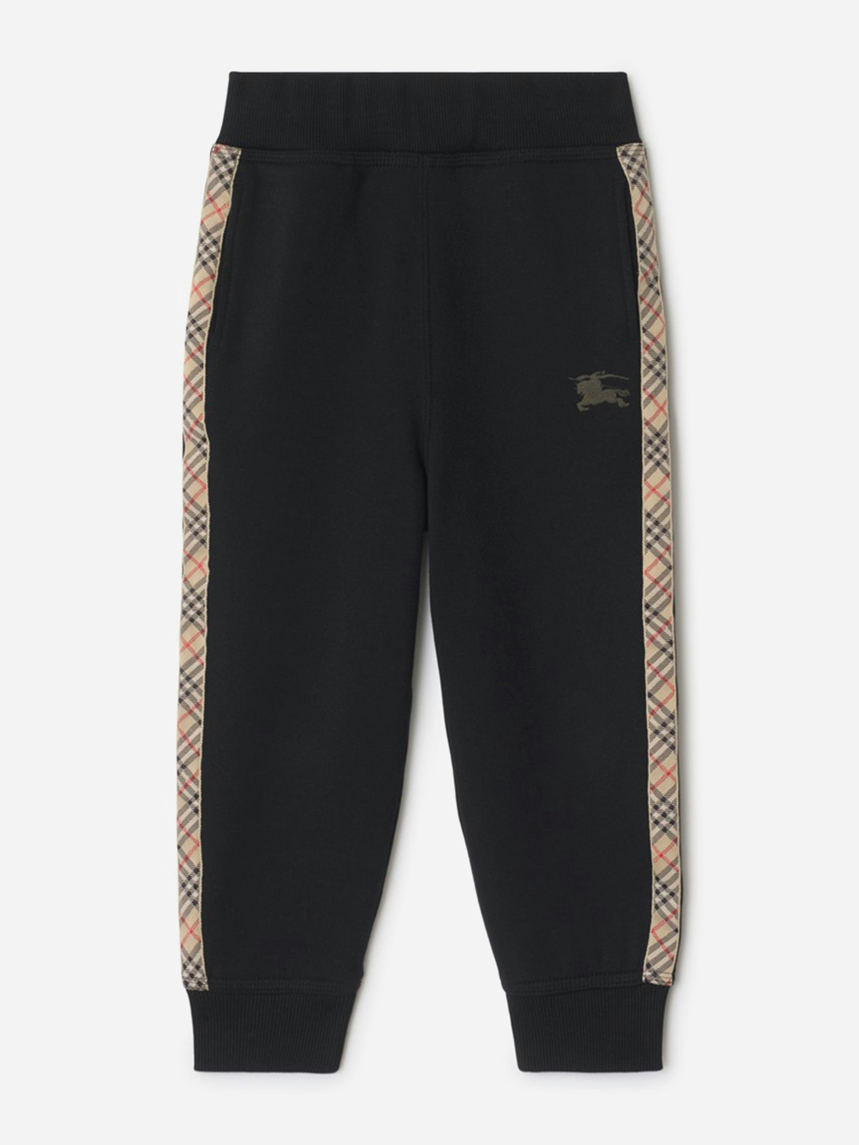 Burberry Kids Boys Black Burberry Jackson Check Tape Joggers In - 10 Yrs