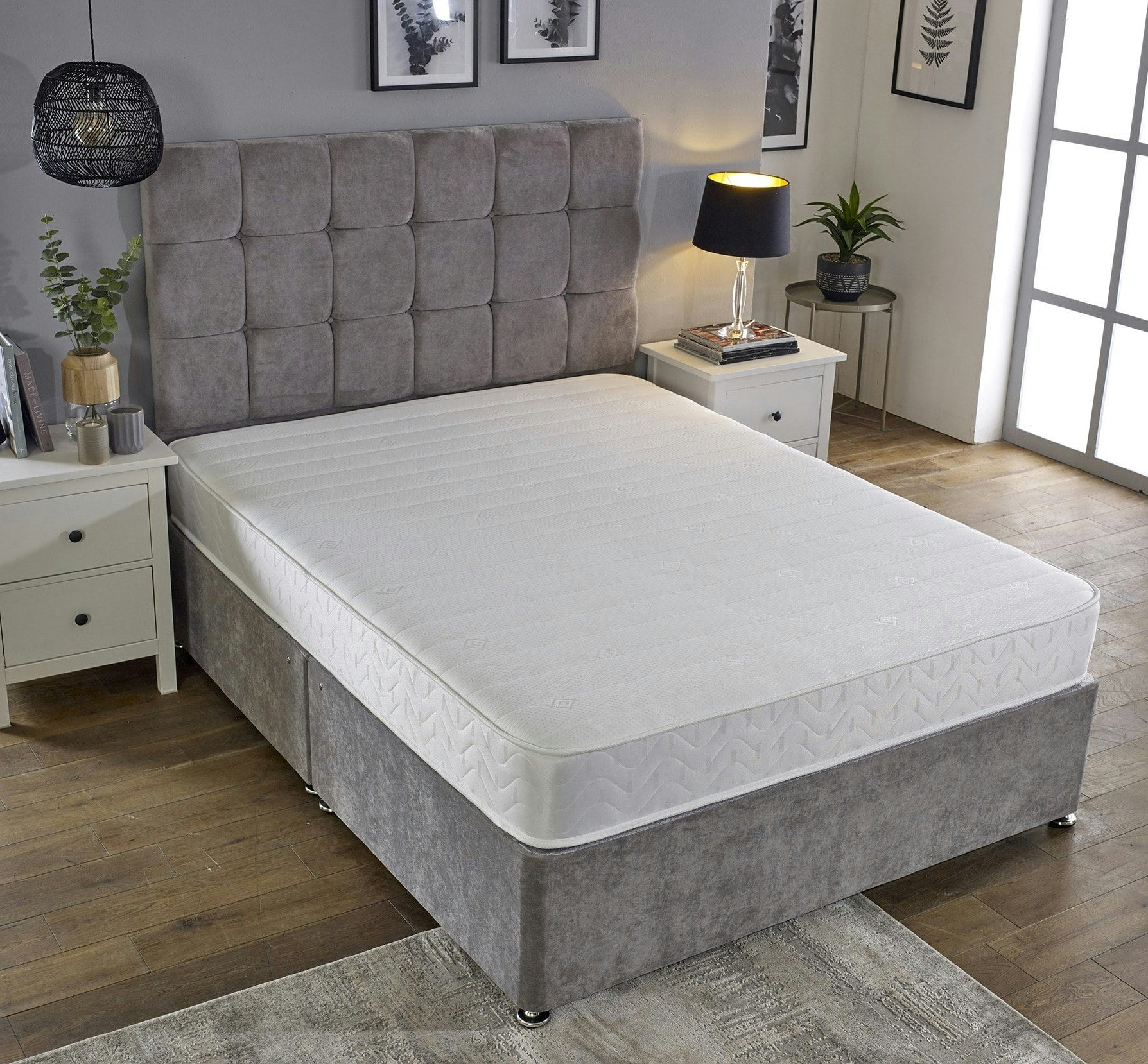 Rackhams White Budget Memory Sprung Mattress - Quilted Cooltouch Straight Line Top Panel - 1 - 2Ft6 Shorty Small Single Mattress (75Cm X 175Cm)