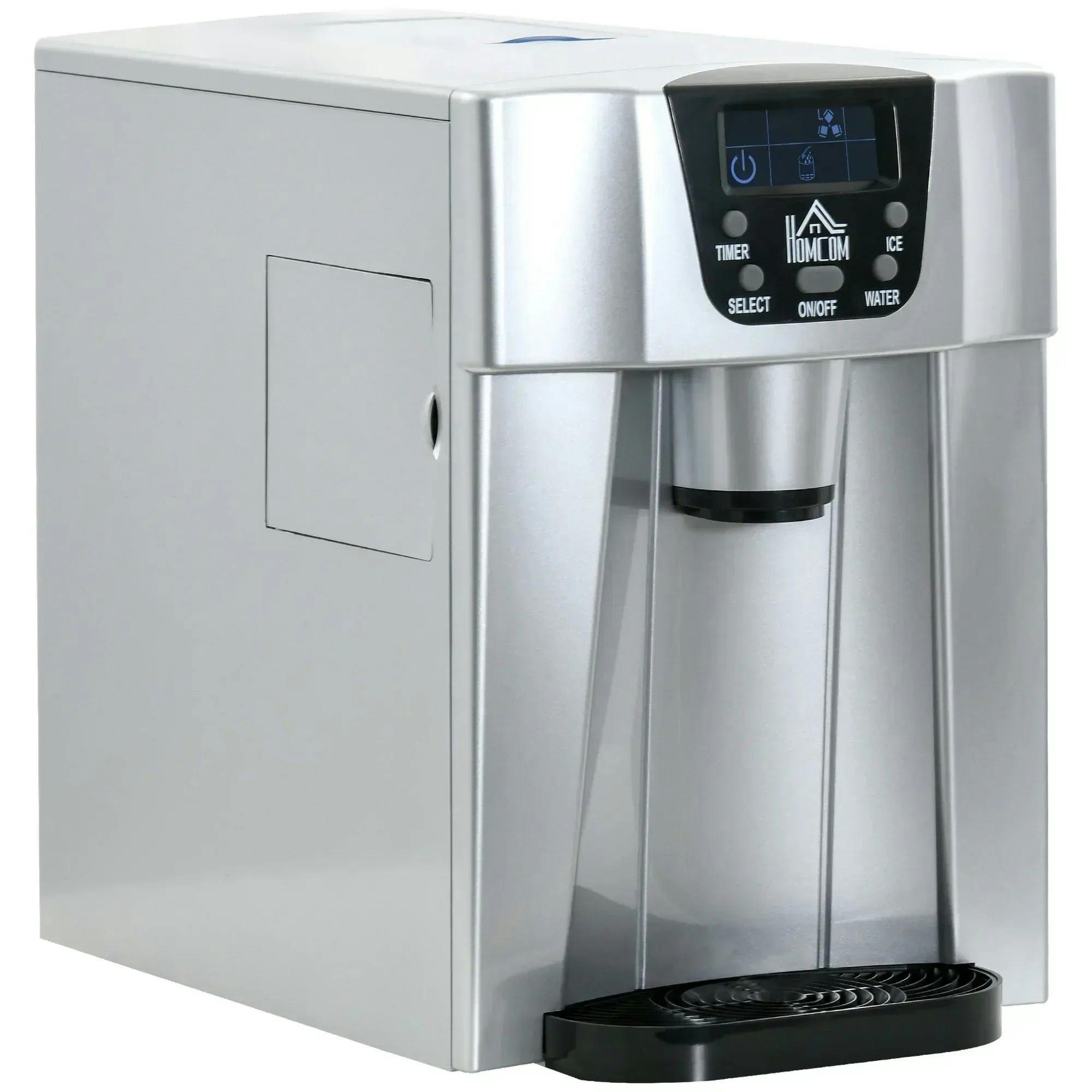 Homcom Silver Ice Maker Machine And Water Dispenser No Plumbing Required - 25.2Cm X 38.9Cm X 36.3Cm - Image 7