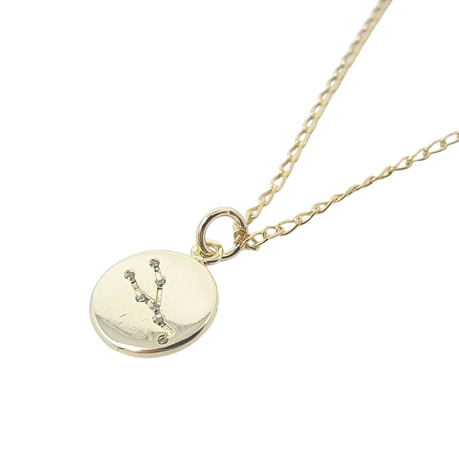 Harfi Gold Taurus Plated Constellation Star Map Pendant Charm Necklace
