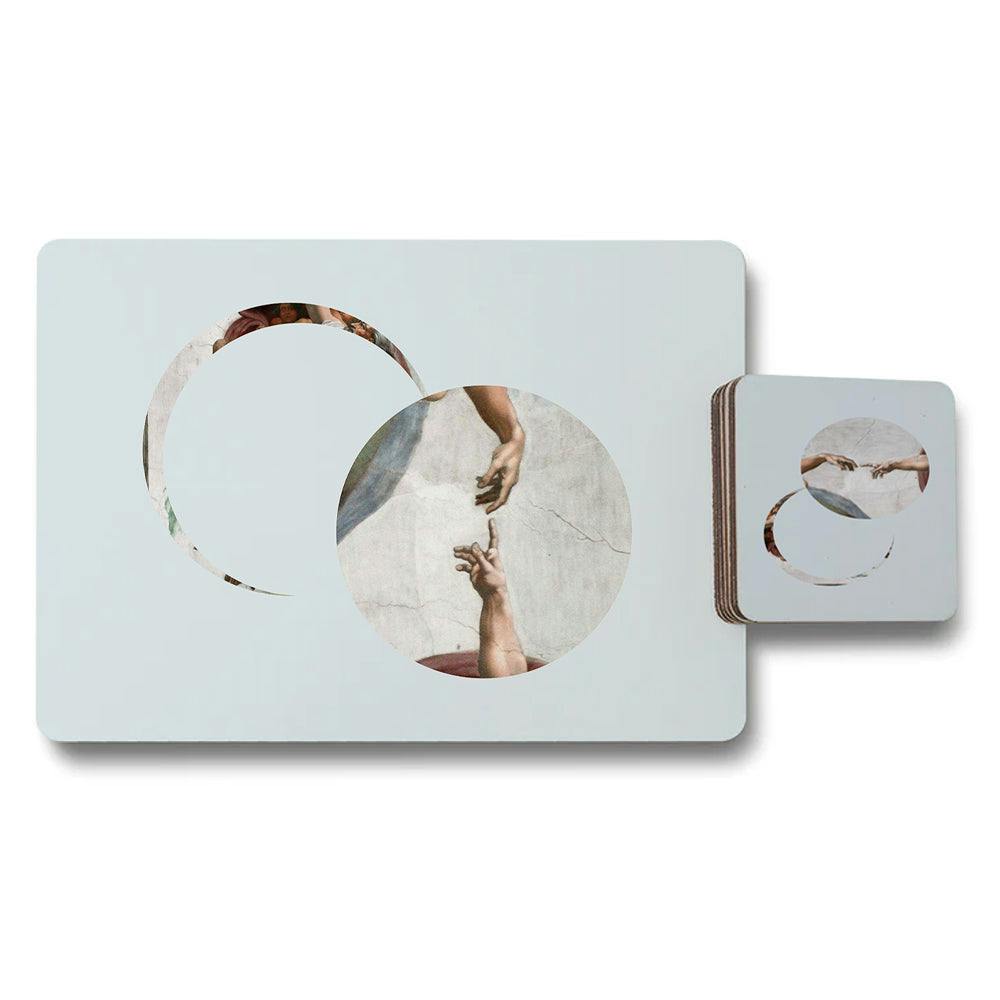 Benjamin Tate Design Set Of 12 Placemats And Coasters With Designer Artwork Wood Bottom