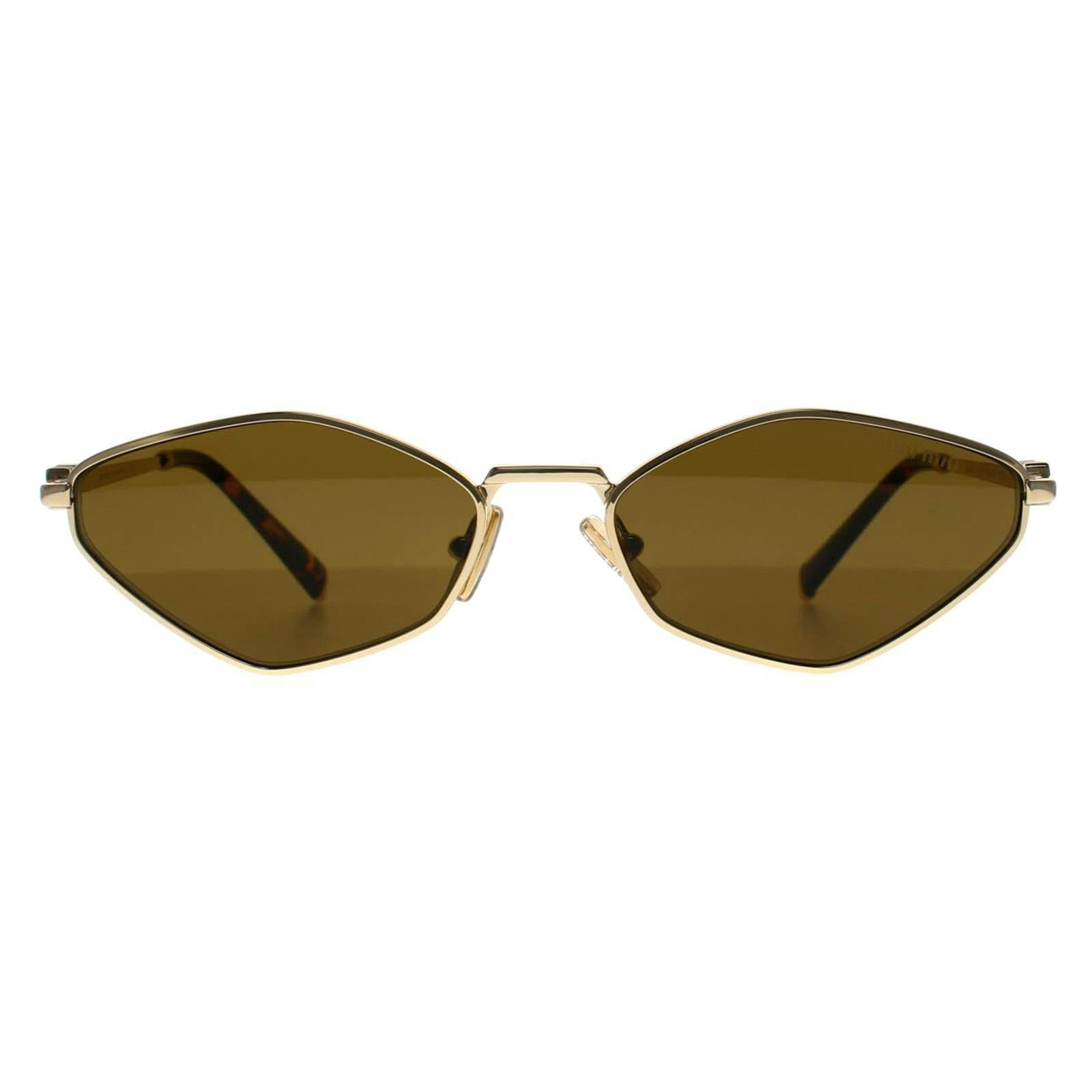 Miu Miu Women's Gold Oval Dark Brown Mu 56Zs - Image 8