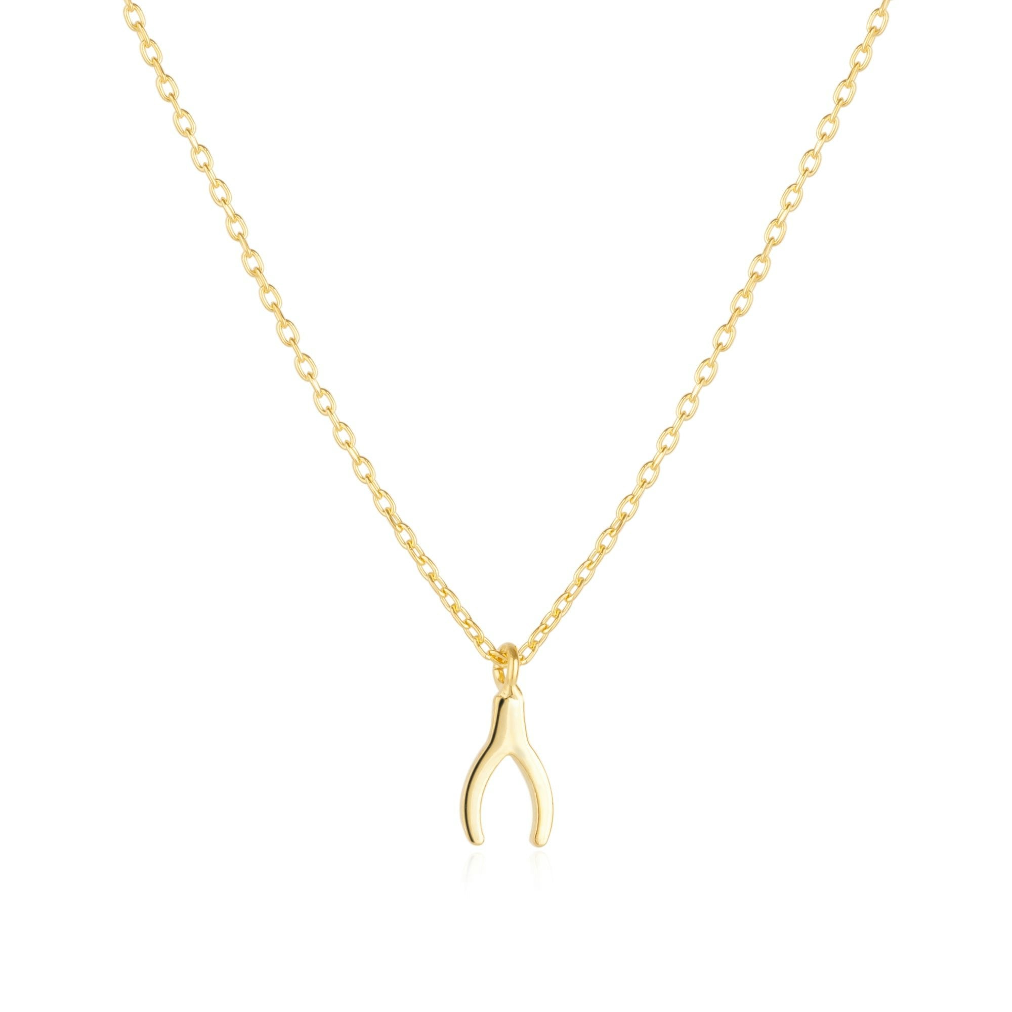 Spero London Women's Silver/Gold Sterling Mini Wishbone Necklace