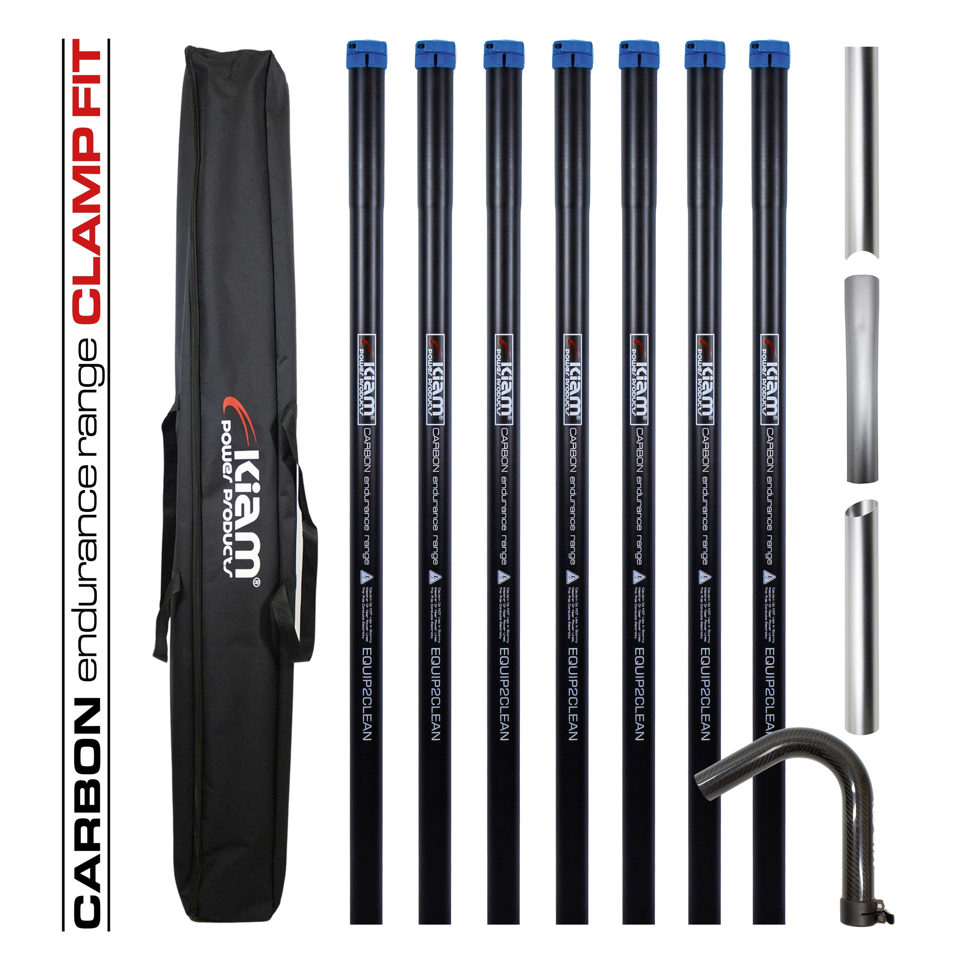 Equip2clean Kiam Cyclone® All Terrain Gutter Vacuum System 3600W 100L Stainless Steel - 40Ft Clamped Carbon