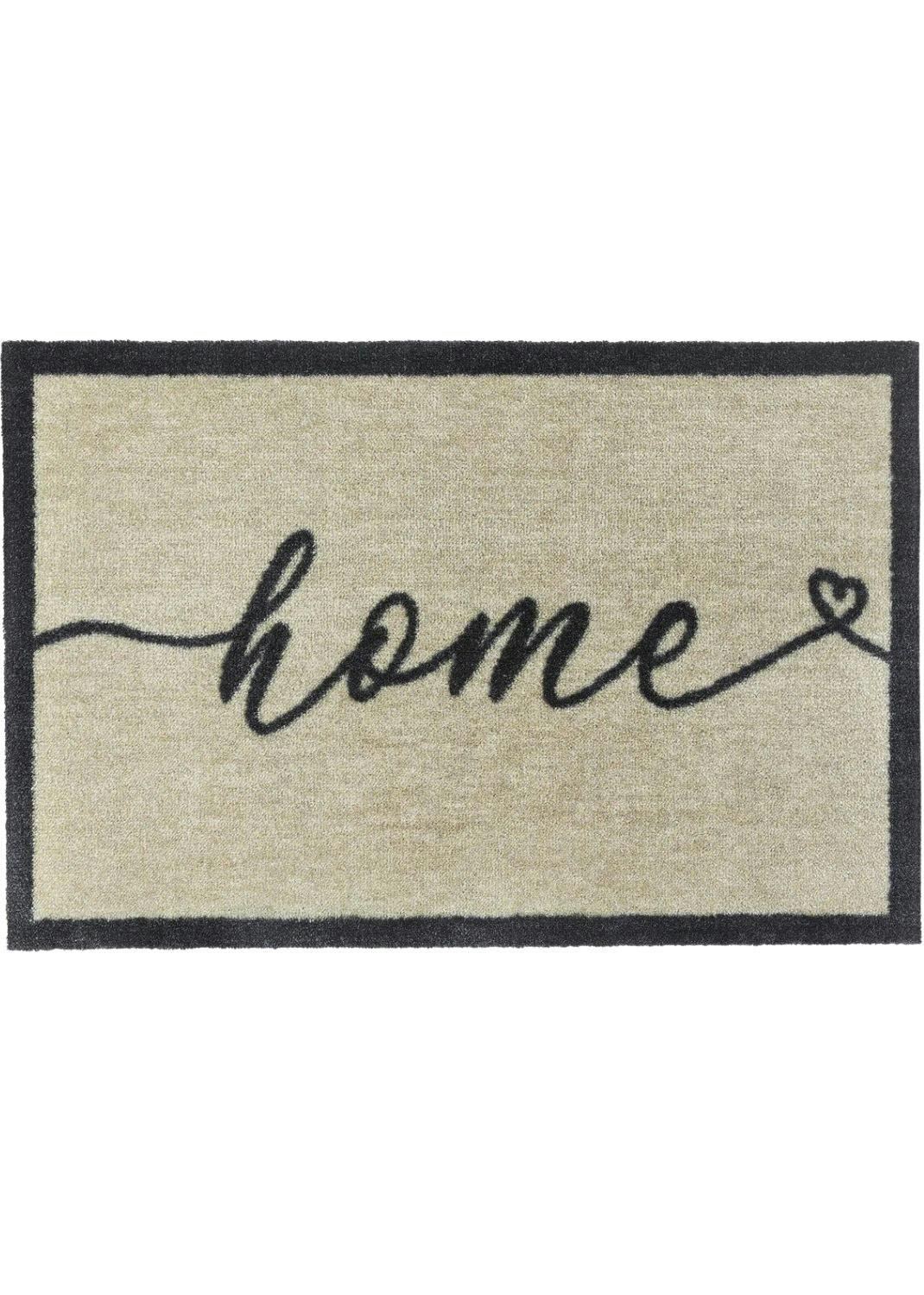 Rackhams Cream/Black/Dark Washable Mat Home Design - 50X75 Cm