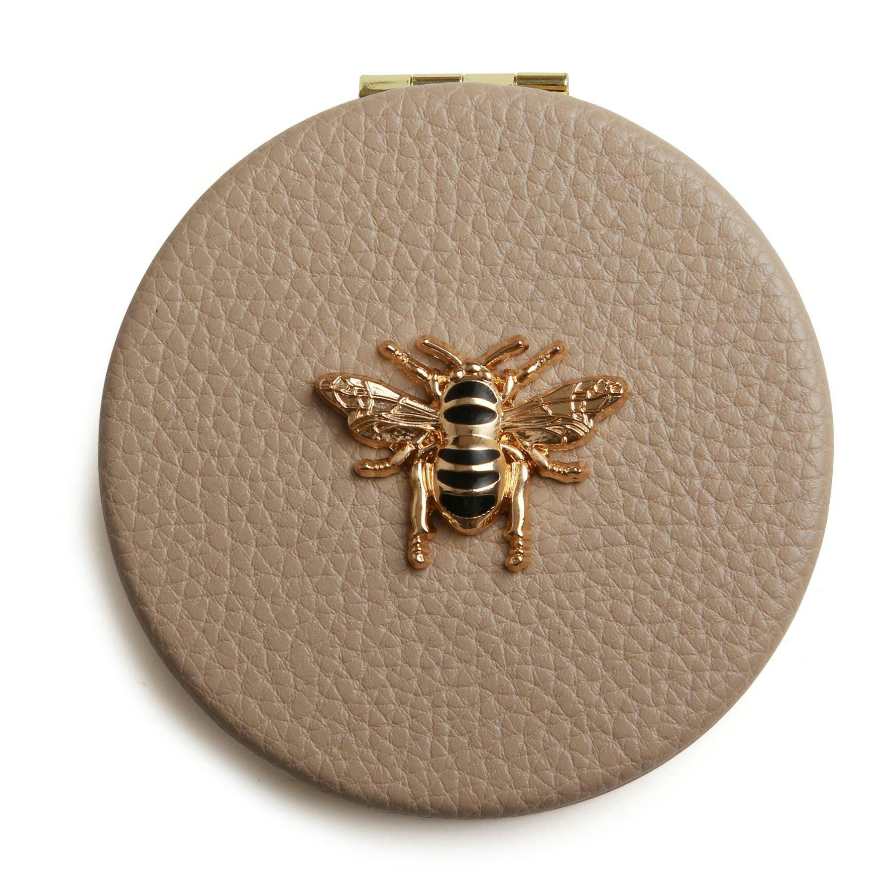 Alice Wheeler Gold London Bee Compact Mirror - Stone