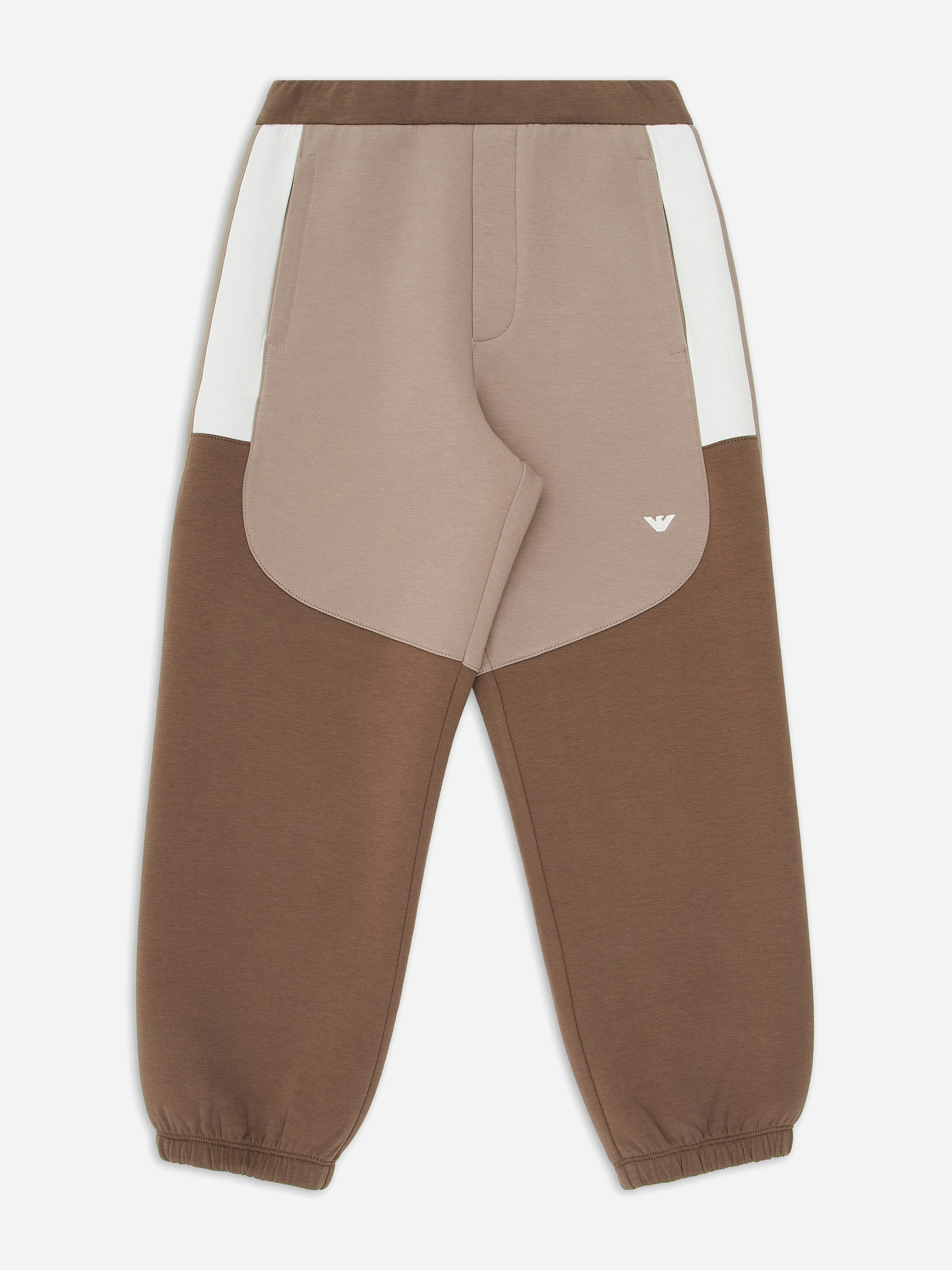 Emporio Armani Boys Brown Colourblock Joggers In - 8 Yrs