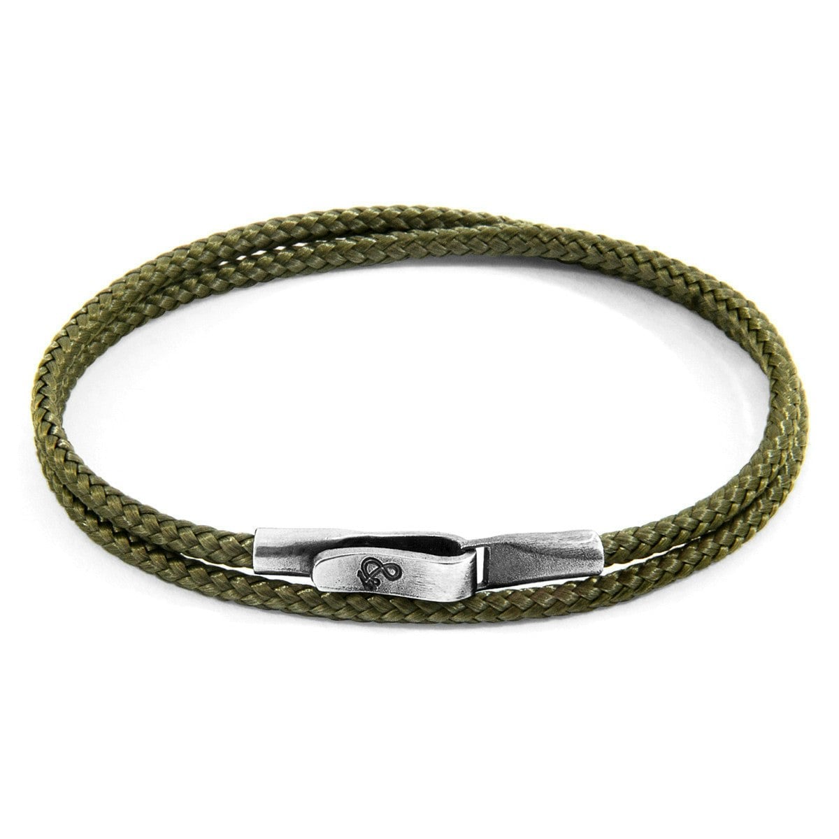 Anchor & Crew Green/Silver Khaki Liverpool And Rope Bracelet - M - 21Cm (Most Popular)