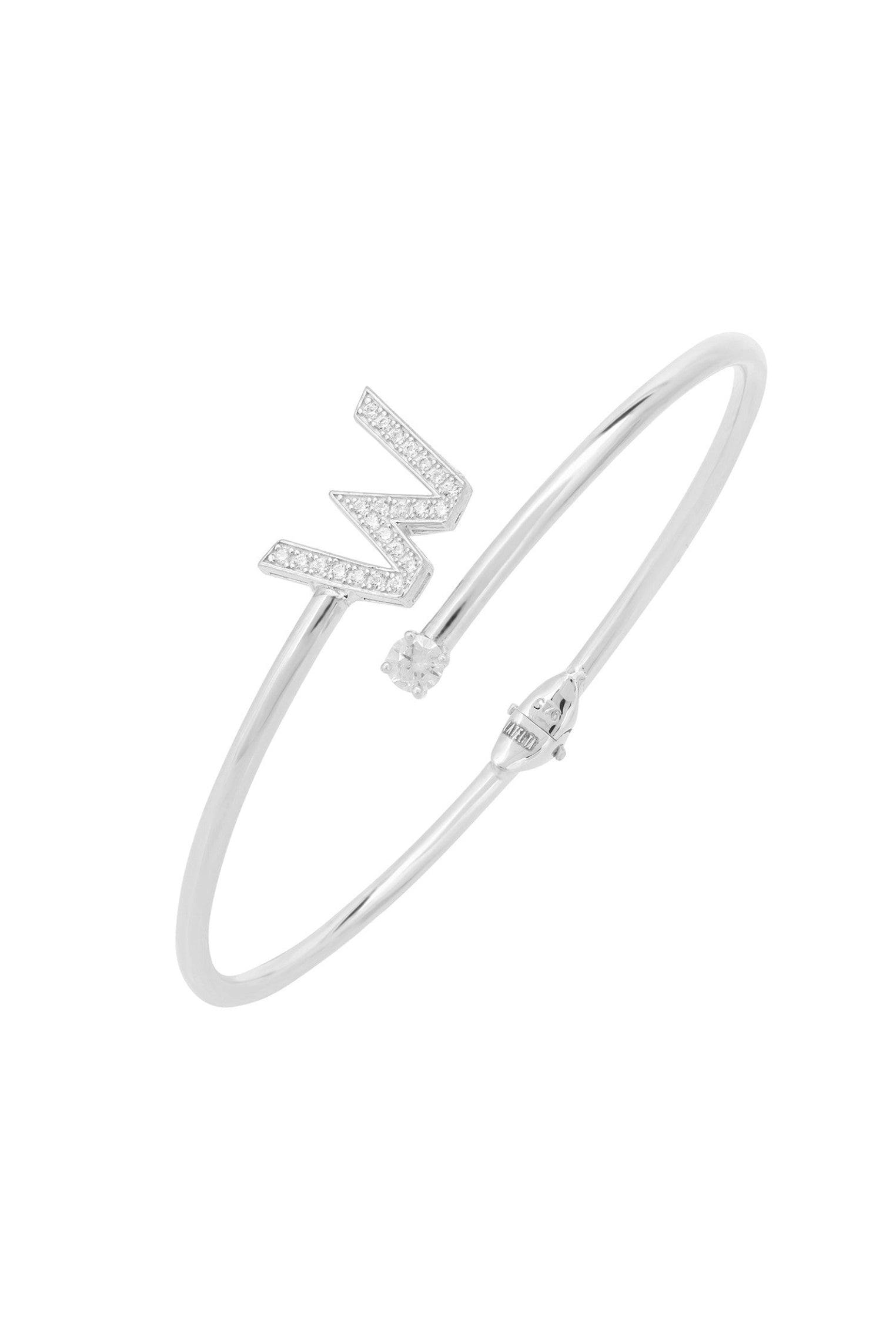 Latelita Silver Initial Bangle W