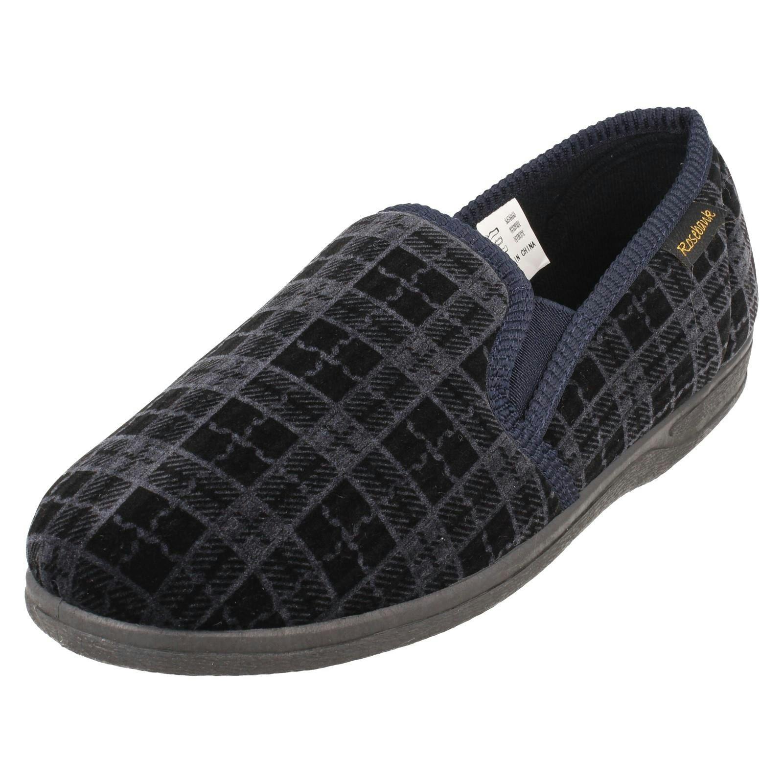 Rosebank Men's Twin Gusset Indoor Slippers Jack - Navy - Uk 11