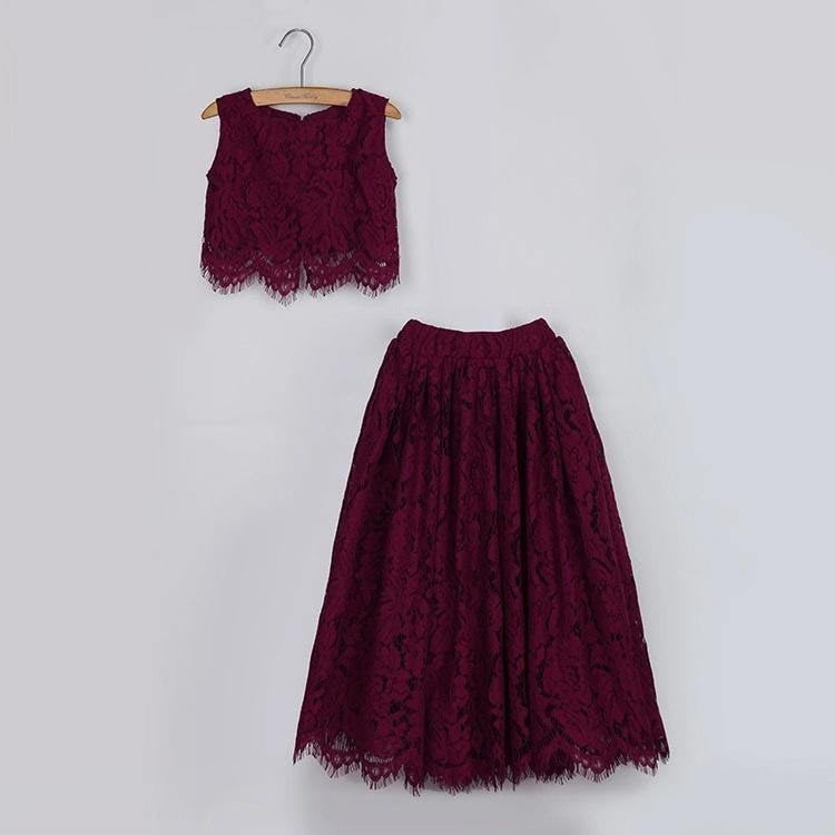 Uk Flower Girl Boutique Girls Burgundy Uk Flower Boutique Felicity Couture - Lace - 12/24 Mths