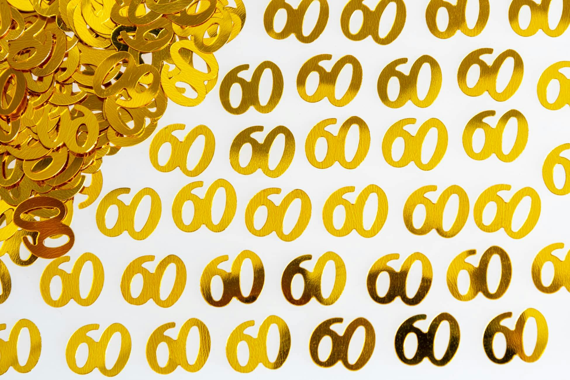 Shatchi Gold 60Th Birthday Confetti Table Decoration Pack | Foil Metallic Party Sprinkle Set - 1 Pack - Hanging Decoration Set - Image 2