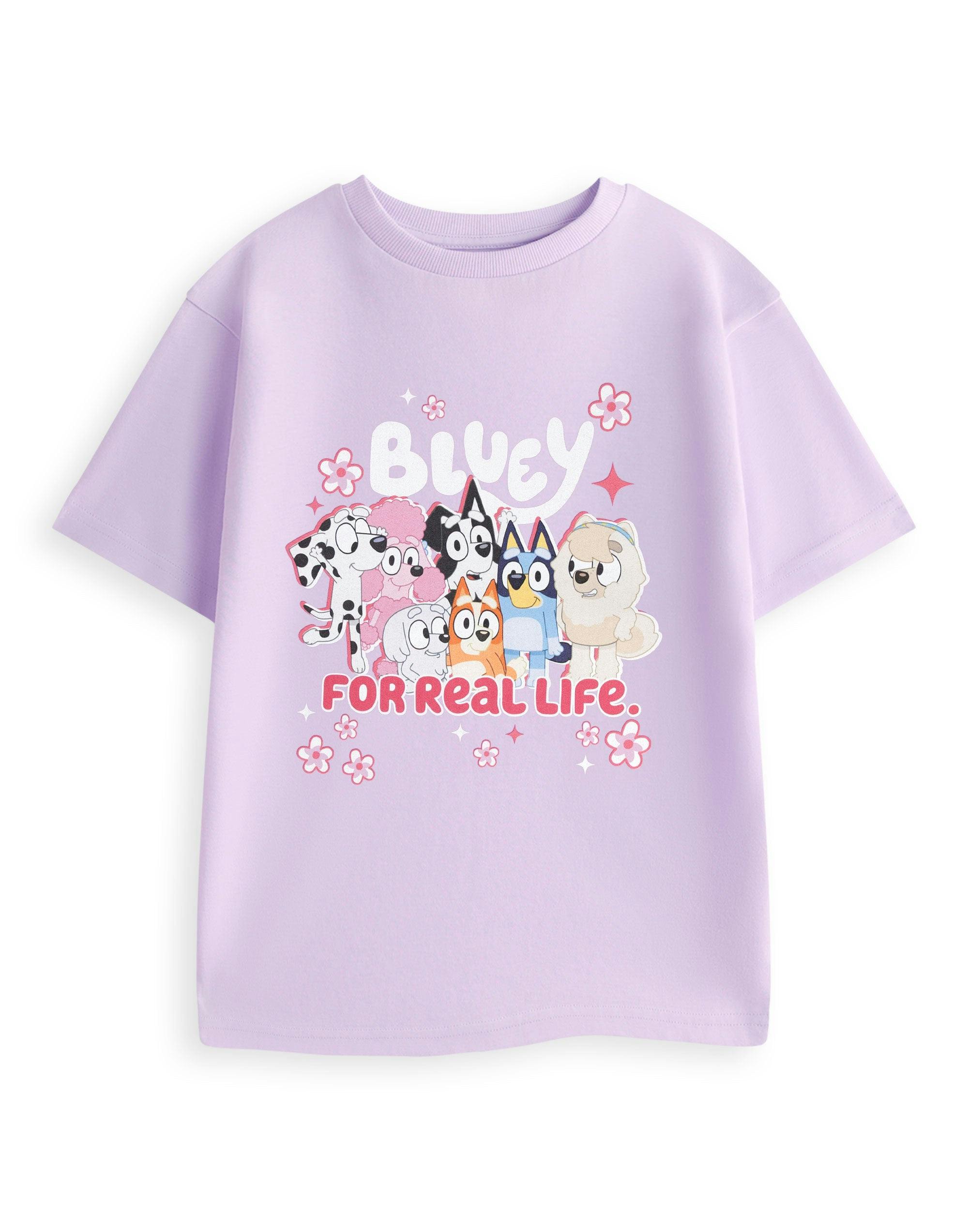 Vanilla Underground Girls Purple Bluey For Real Life Short Sleeved T-Shirt - 18-24 Months