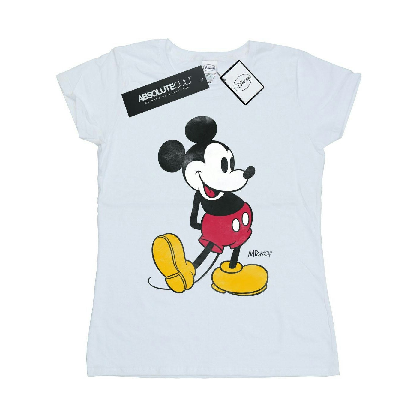 Disney Women's White / Mickey Mouse Classic Kick Cotton T-Shirt - Extra Large
