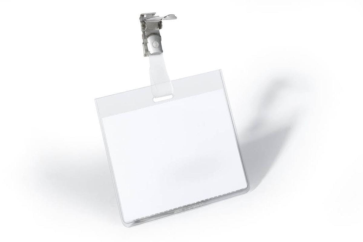 Durable Clip Name Tag Id Badge Card Holders + Inserts | 25 Pack | 60 X 90Mm