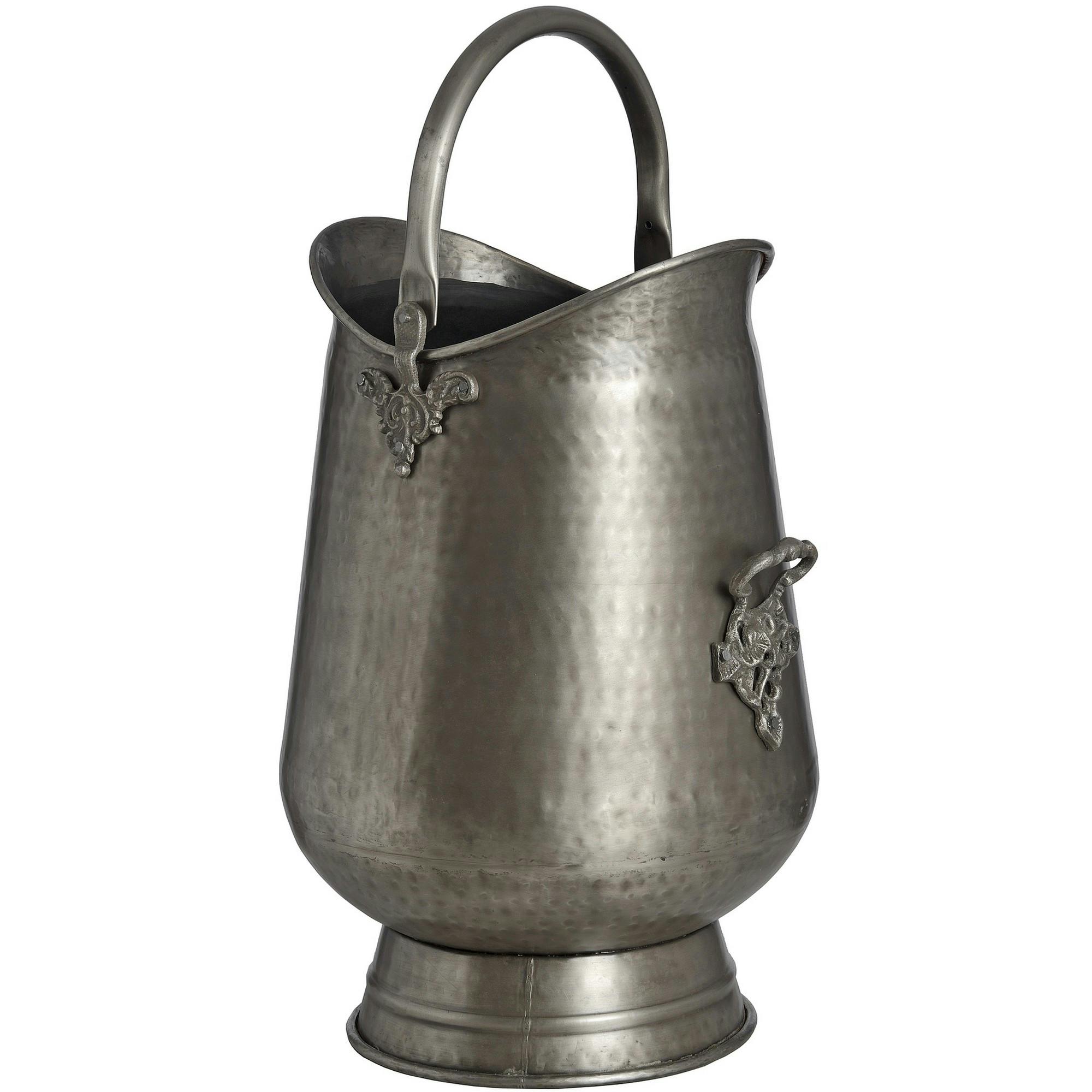 Hill Interiors Coal/Silver Traditional Antique Pewter Metal /Log Bucket - One Size - 100% Metal
