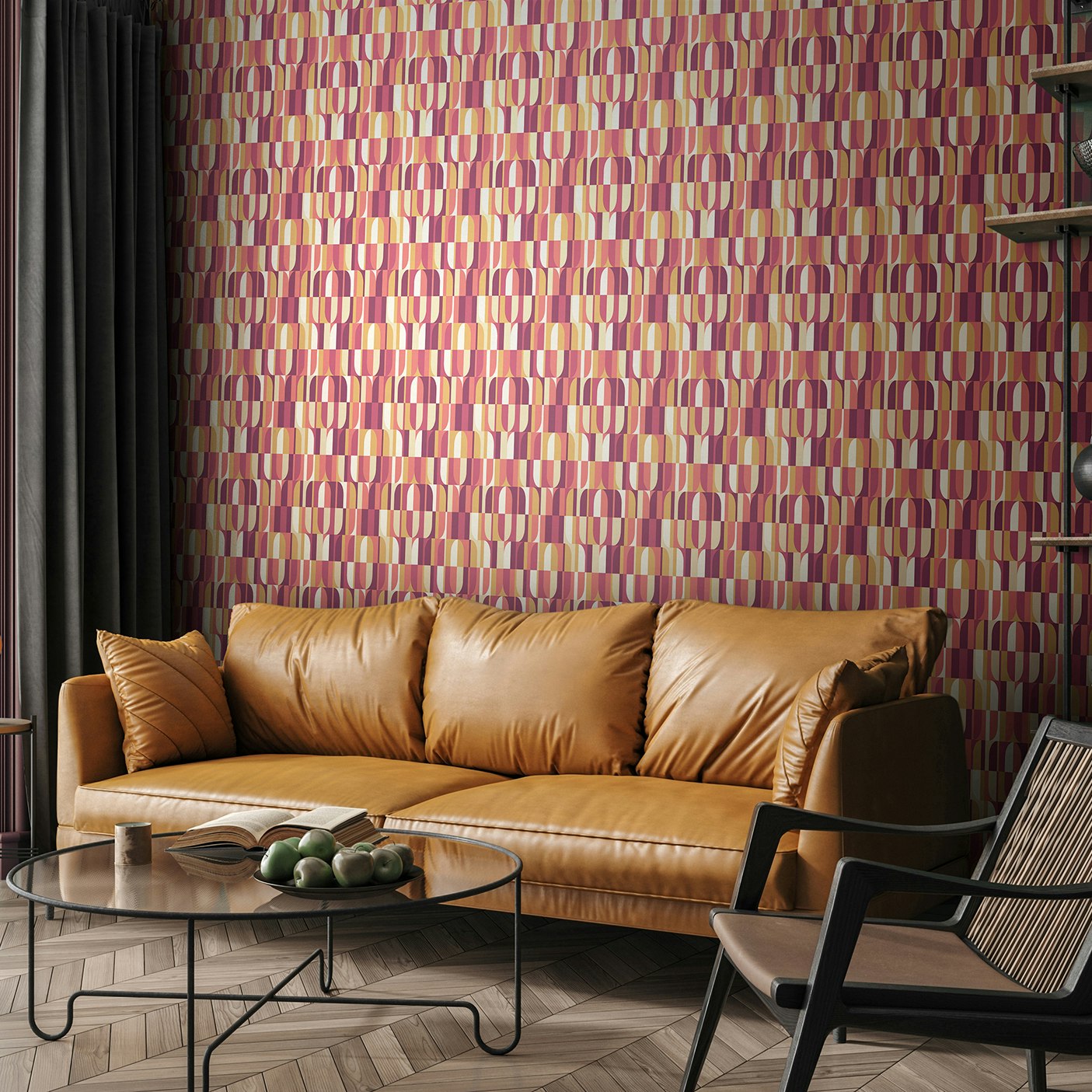 Rackhams Gold Building Blocks - Plum & 10M Wallpaper
