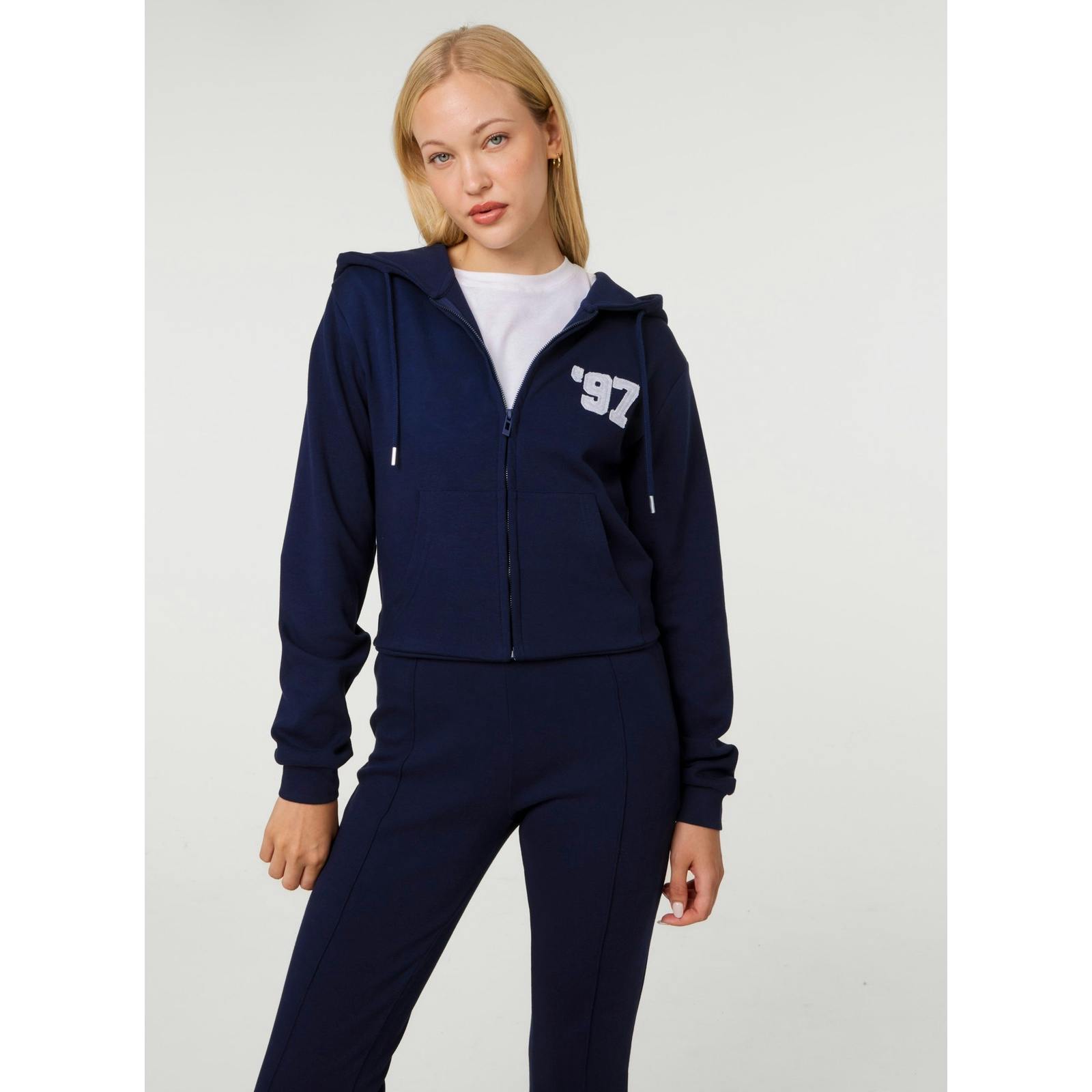 Pink Vanilla 97 Zip Through Hoodie - M - Navy