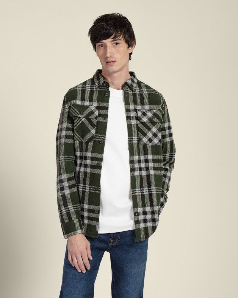 Larsson & Co Green Check Jersey Casual Overshirt - S