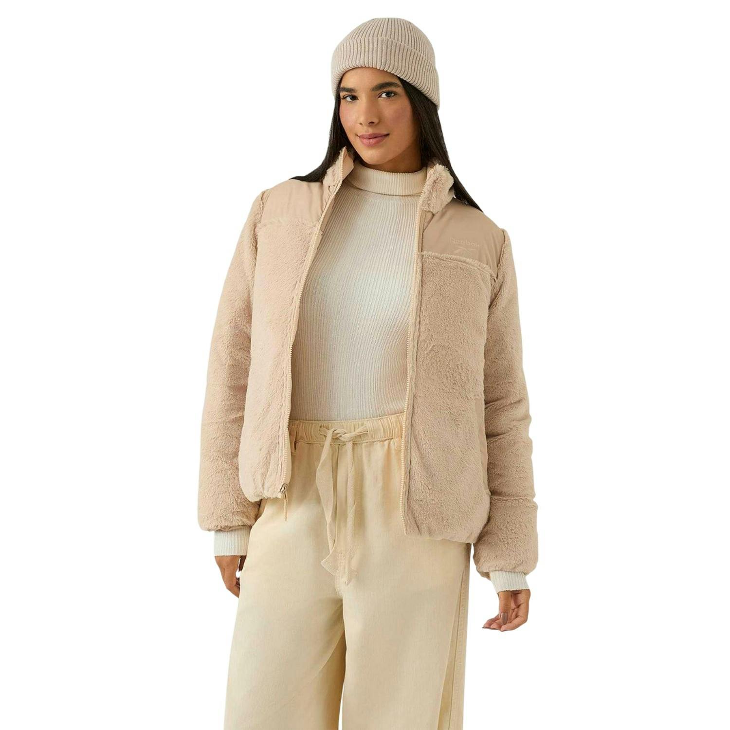 Reebok Women's Reversible Puffer Jacket - Oatmeal - Oatmeal - S - 100% Polyester