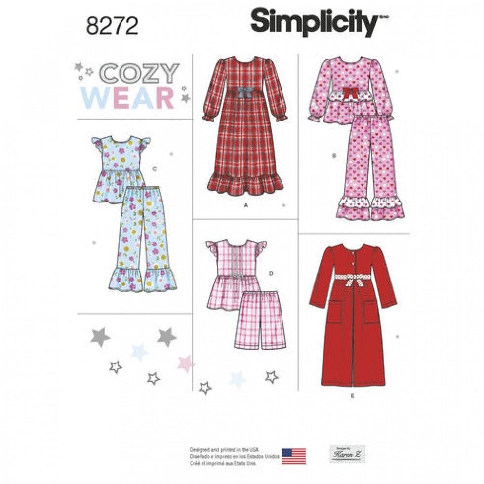 Simplicity Sewing Pattern 8272, Dresses, Robes, Trousers, Shorts, Tops, Pyjamas For Kids, Hh (3-4-5-6) - Intermediate - Hh (3-4-5-6)