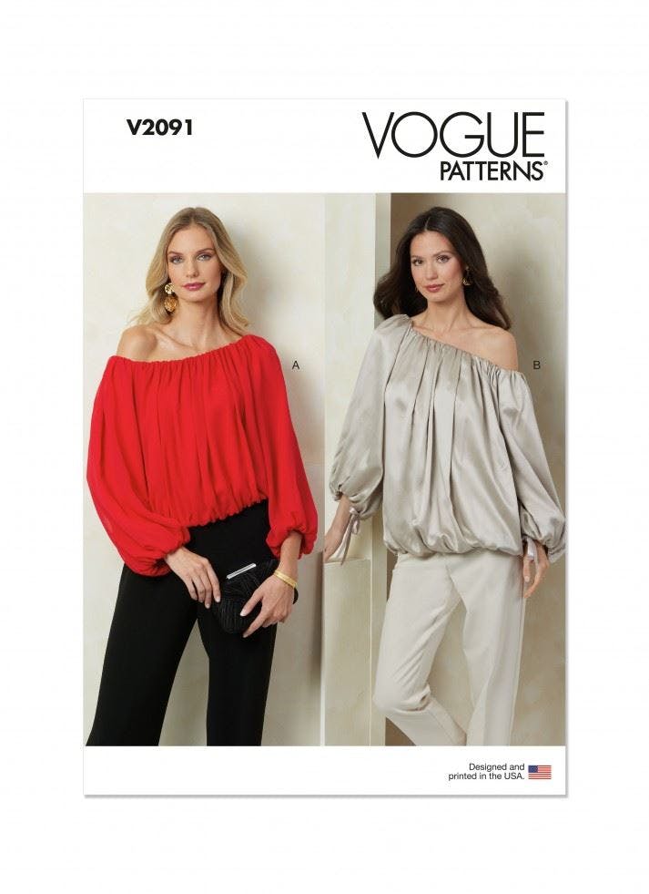 Vogue Women's Sewing Pattern 2091, Tops For A (Xs-S-M-L-Xl-Xxl) - Intermediate - A (Xs-S-M-L-Xl-Xxl)