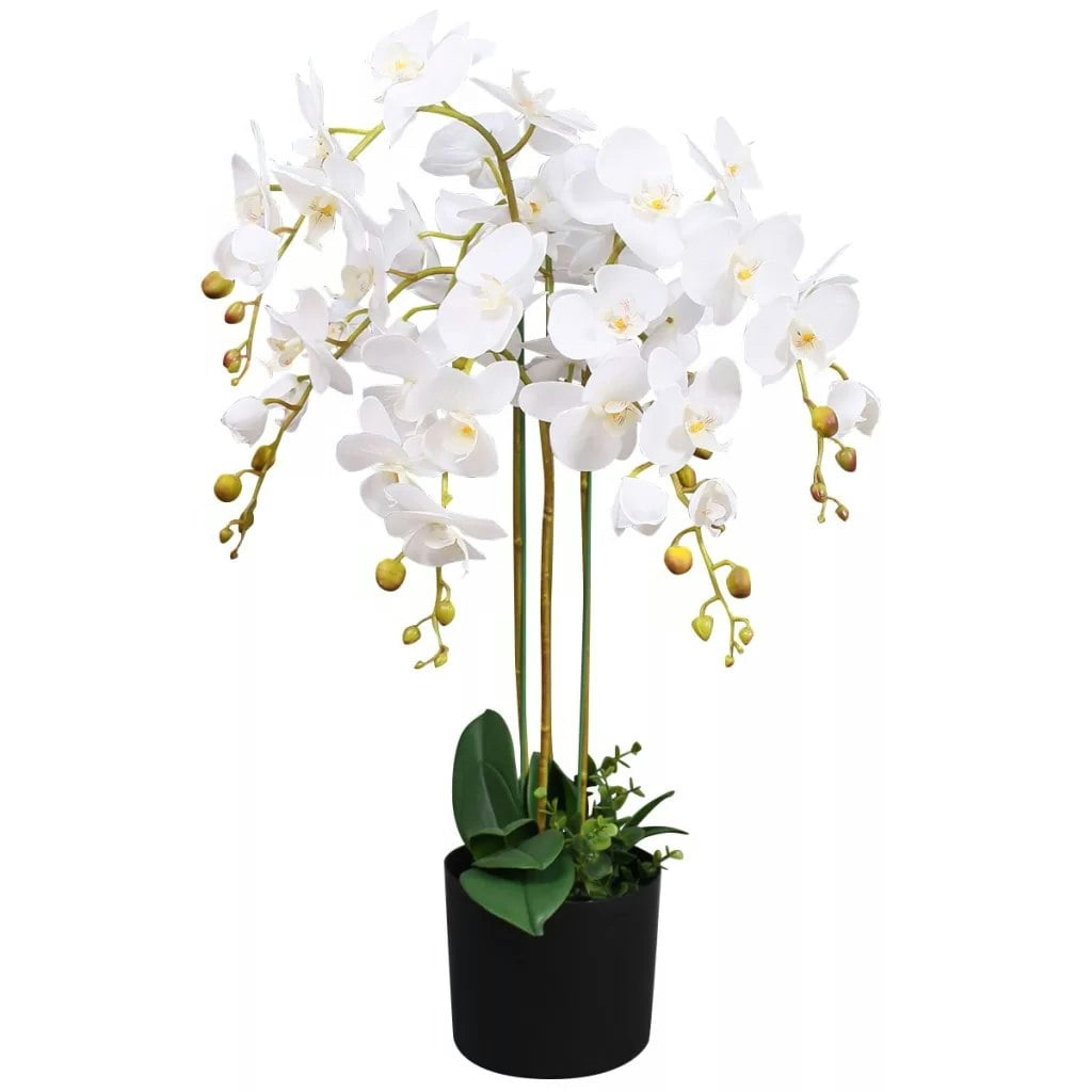 Leaf White 85Cm Artificial Deluxe Bush Orchid - 85Cm - 85Cm Bush Orchid