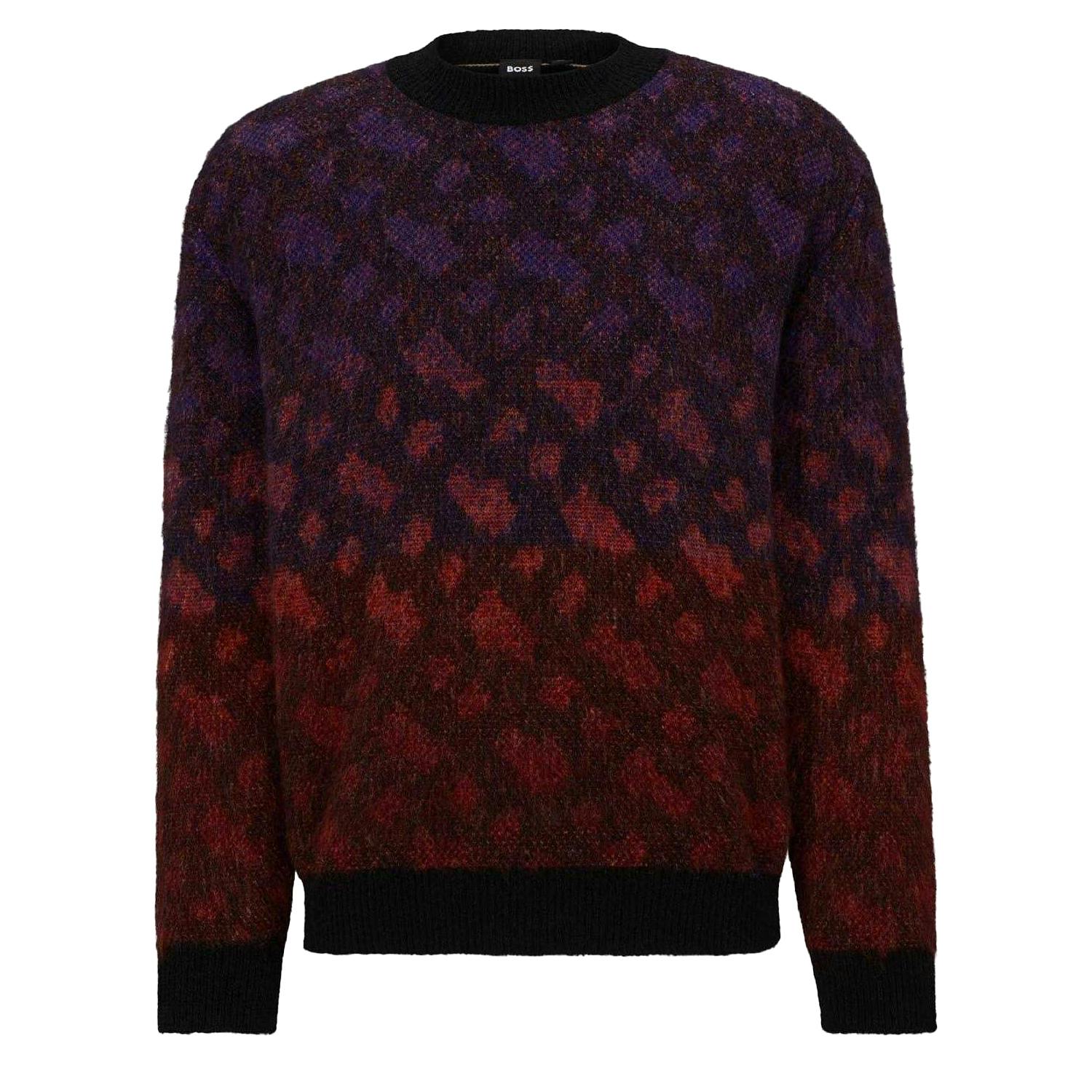 Boss Men's Black Geometric Regular Jumper - Blend - Xxl - Blend - 100% Mixed