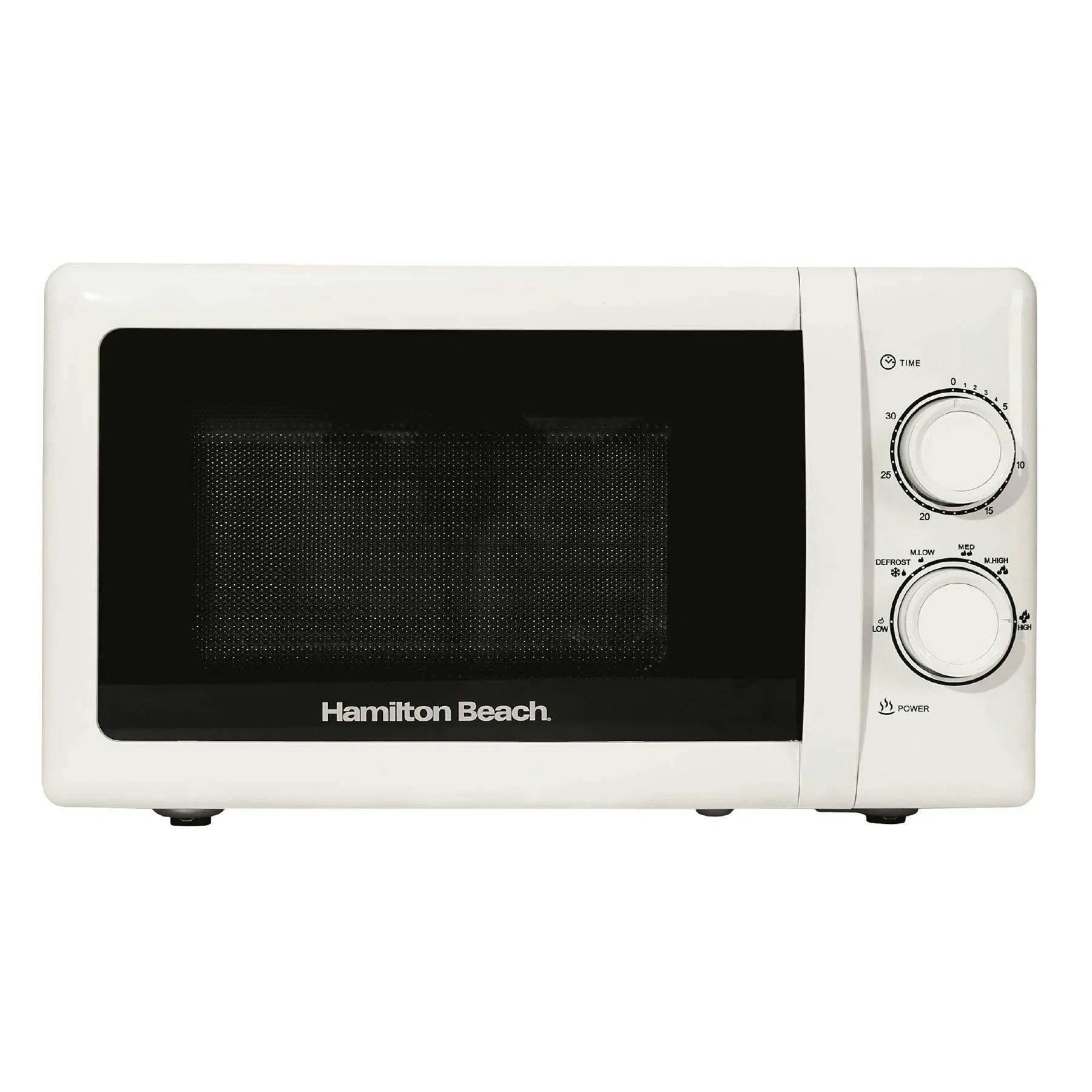 Hamilton Beach White 20L Manual Microwave With Stainless Steel Cavity