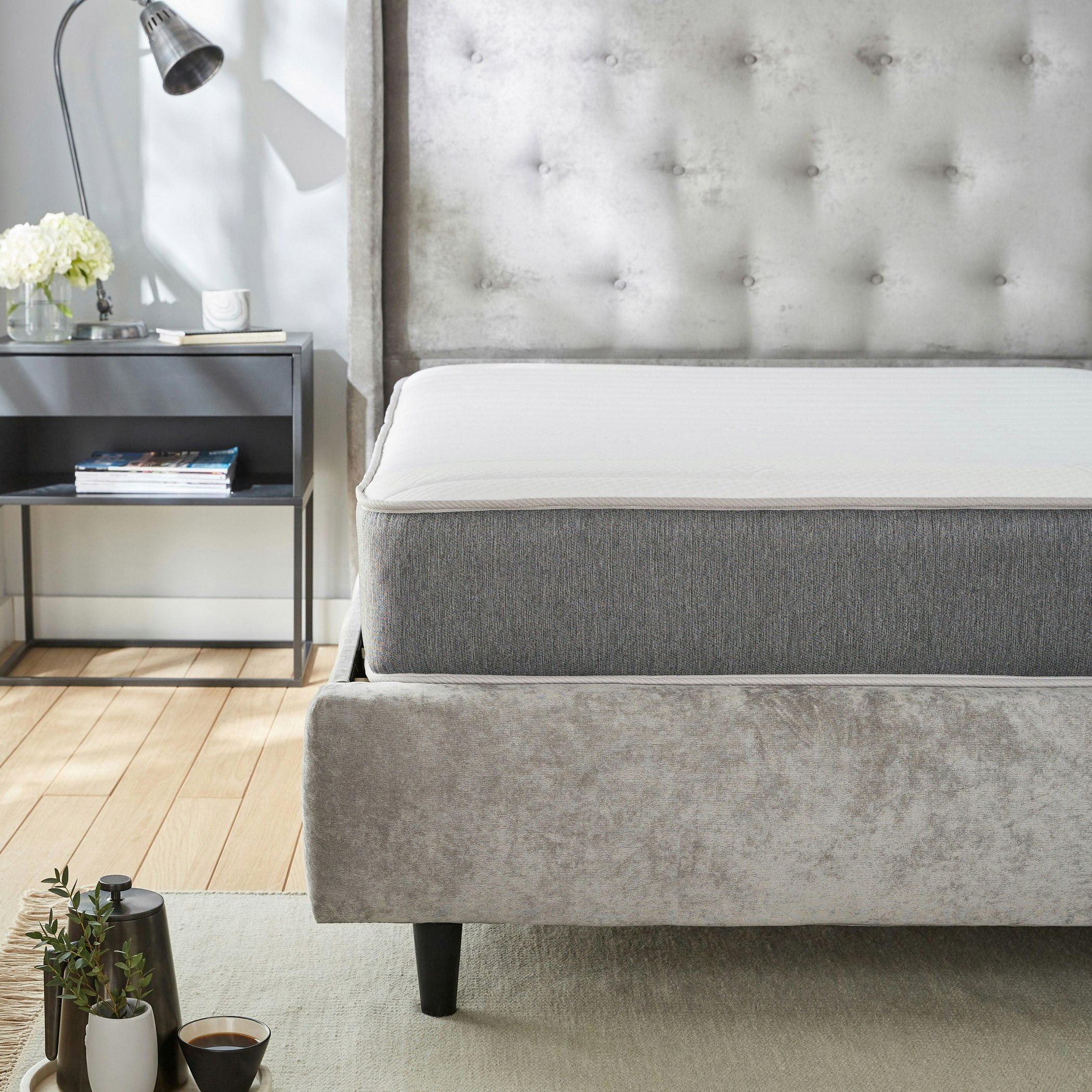 Rackhams Grey Superior Next-Gen Memory Fibre Mattress - Medium Firmness, Pocket Spring Support - 1 - 2Ft6 Shorty Small Single Mattress (75Cm X 175Cm)