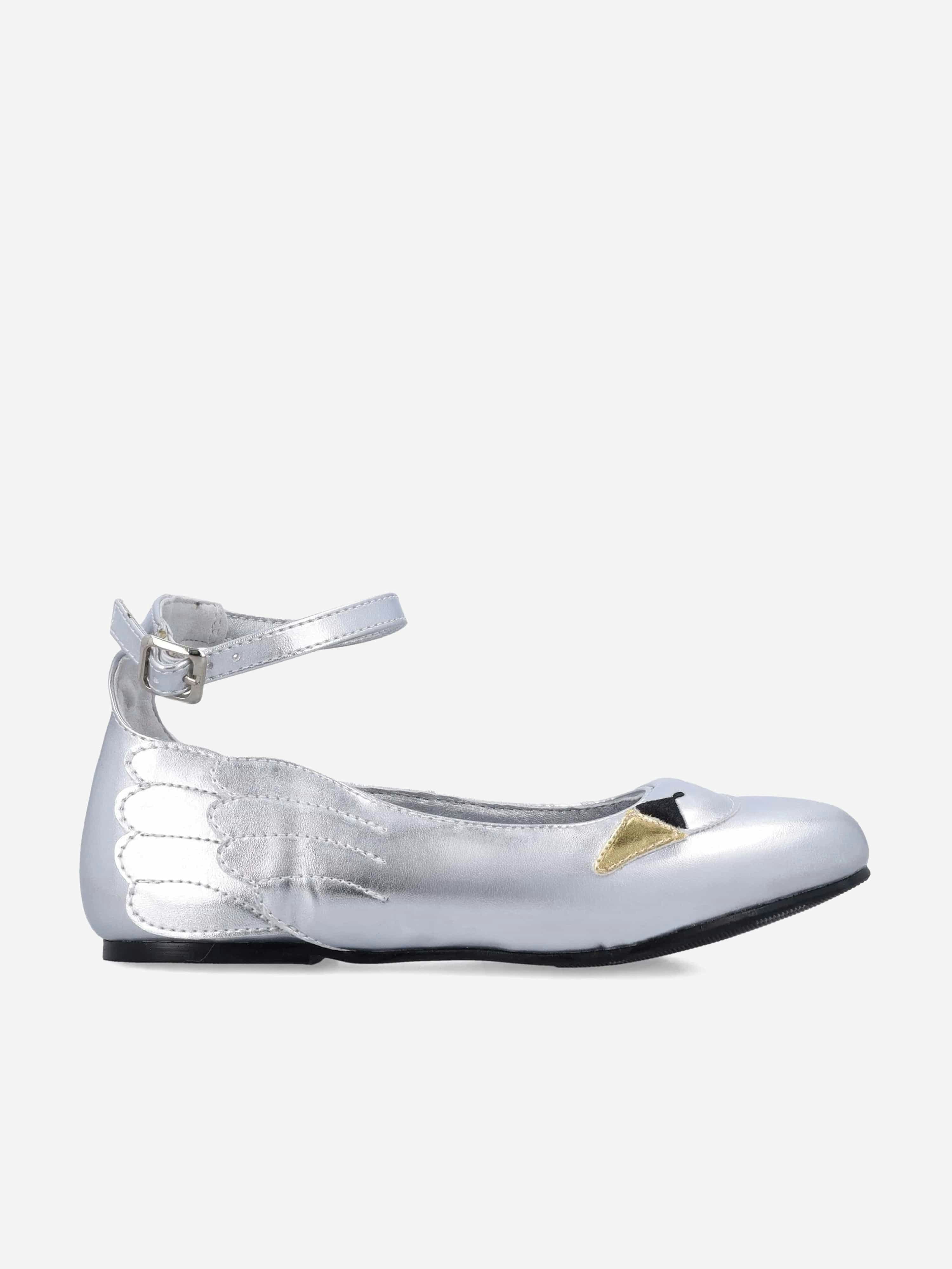 Stella Mccartney Kids Girls Silver Stella Mccartney Swan Ballerinas In - Eu 29 Uk 11