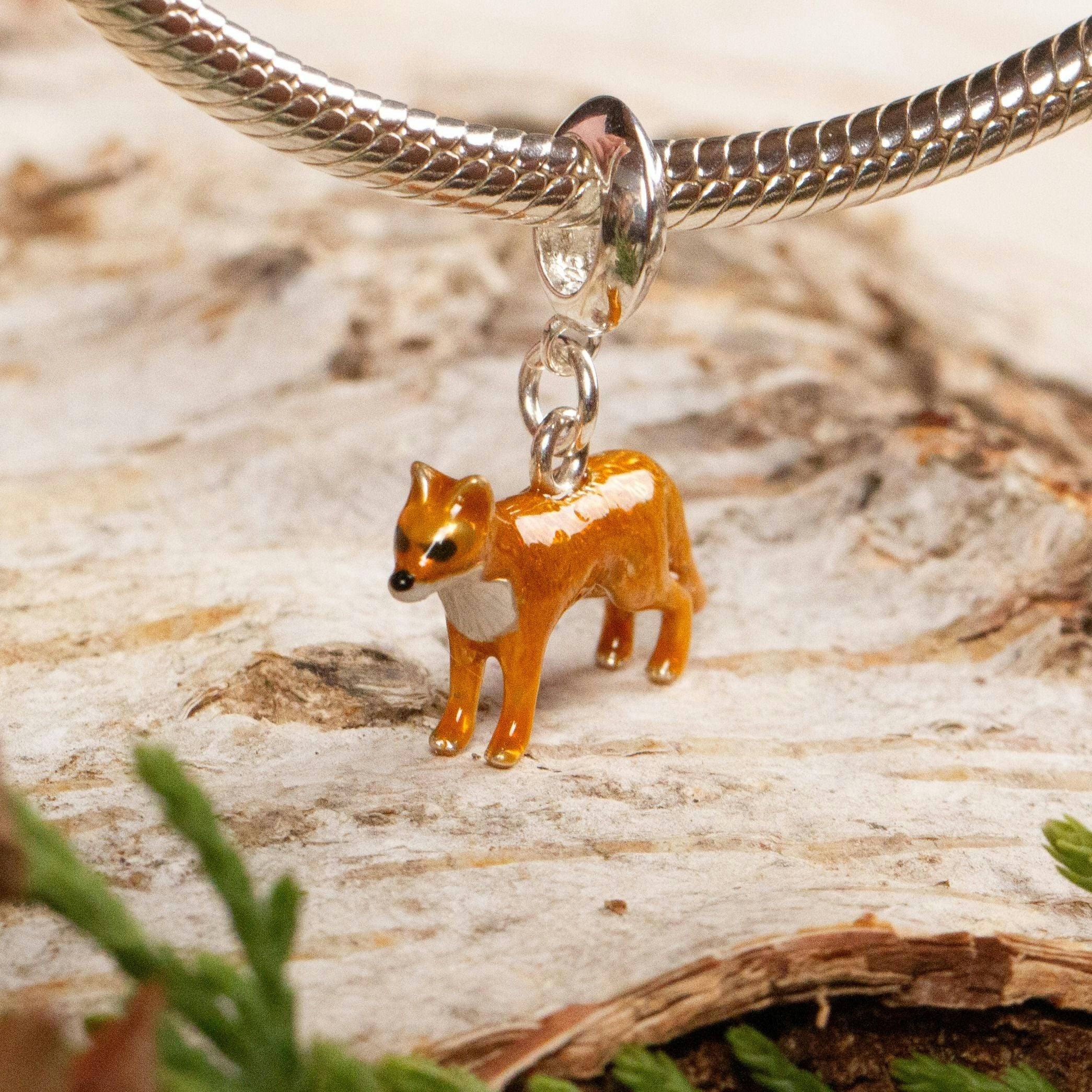 Mylee London Silver Fox Charm - Enamelled Sterling - Slider - No - Slider