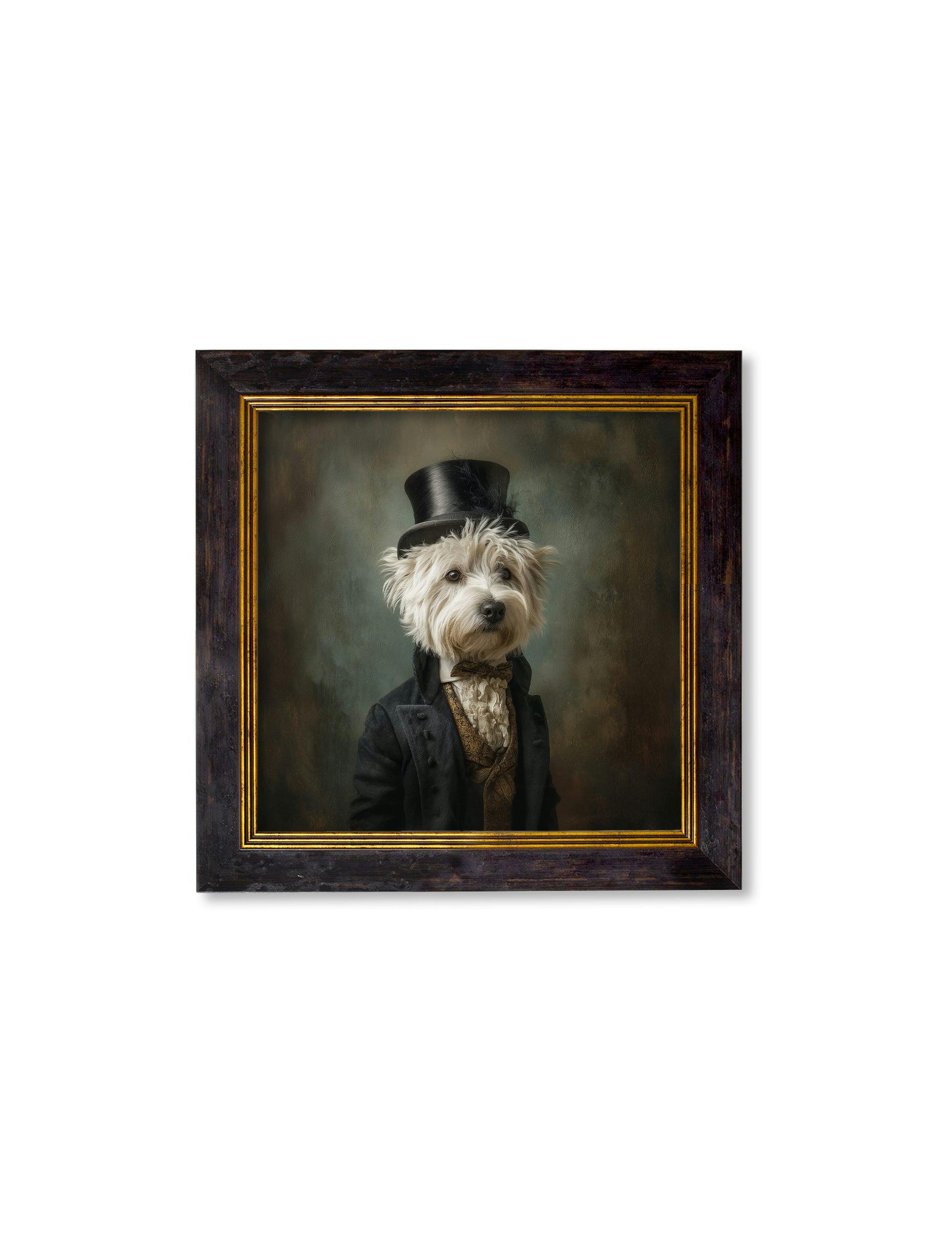 Rackhams White/Black/Light Lord Westly Tail - Gentleman Westie Oxford Square Frame - 44 X 44Cm - Oxford Slim Square
