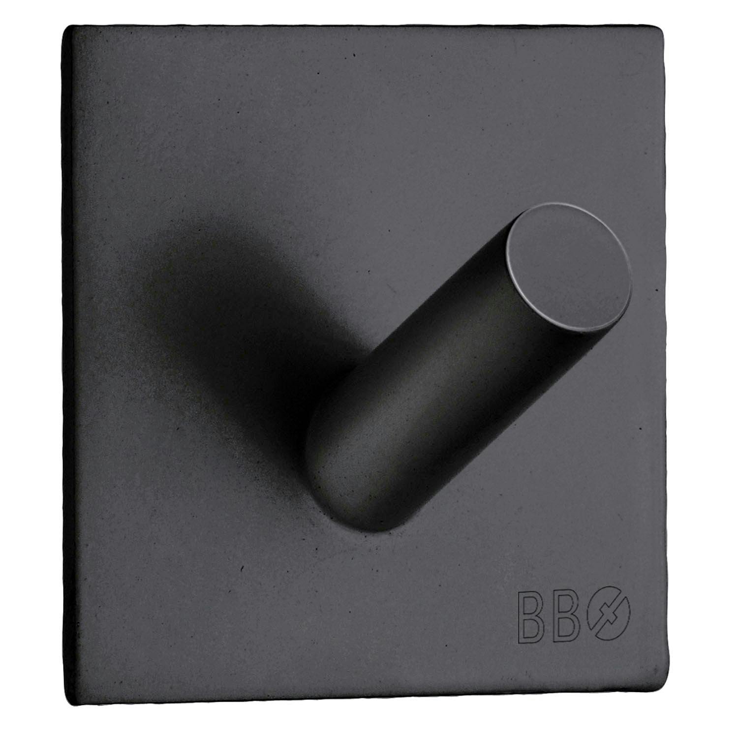 Rackhams Black Stainless Steel Single Towel Hook (45 X 45Mm) Self Adhesive Bathroom Wall Mounted