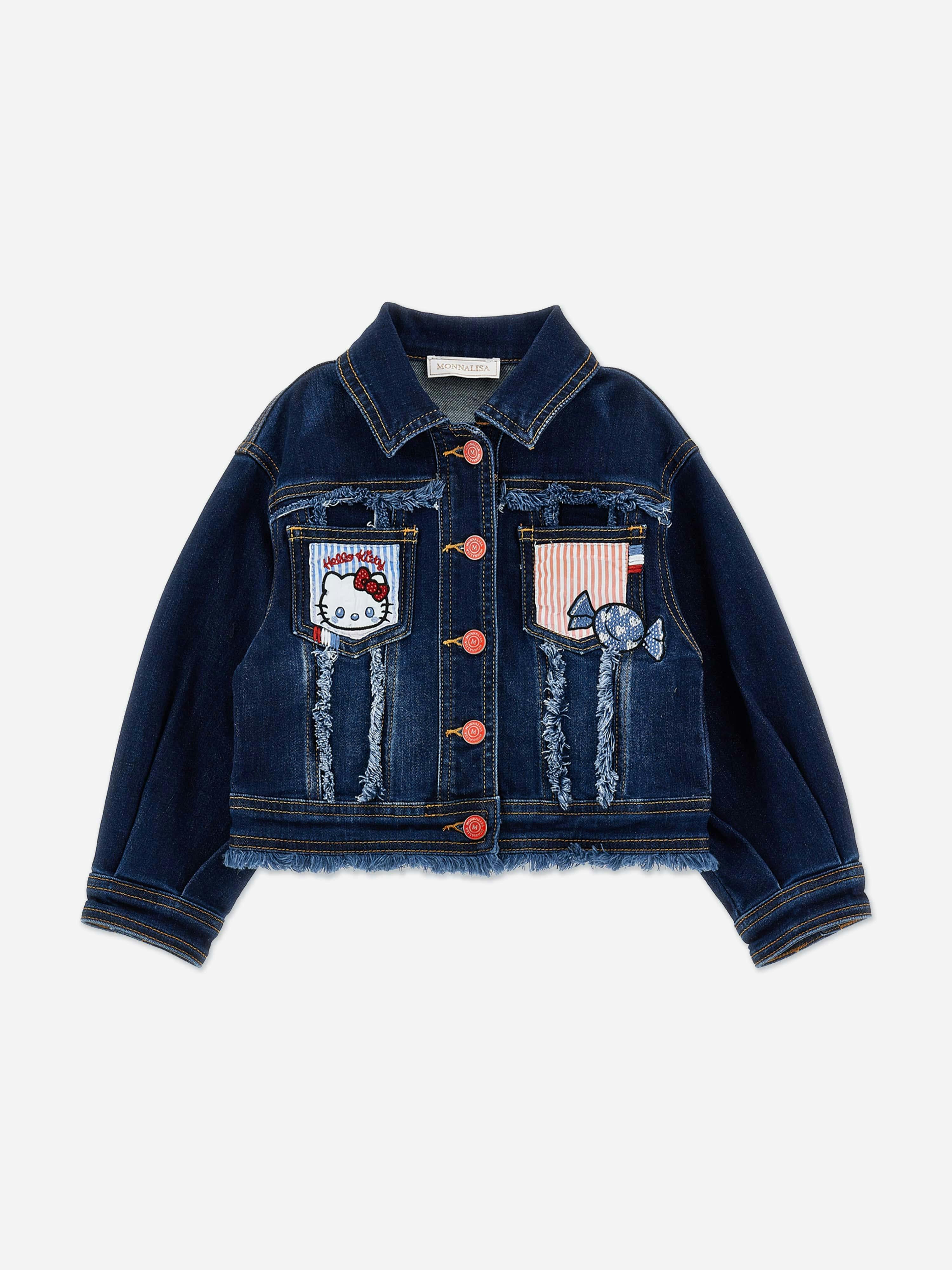 Monnalisa Girls Blue Hello Kitty Denim Jacket In - 3 Yrs