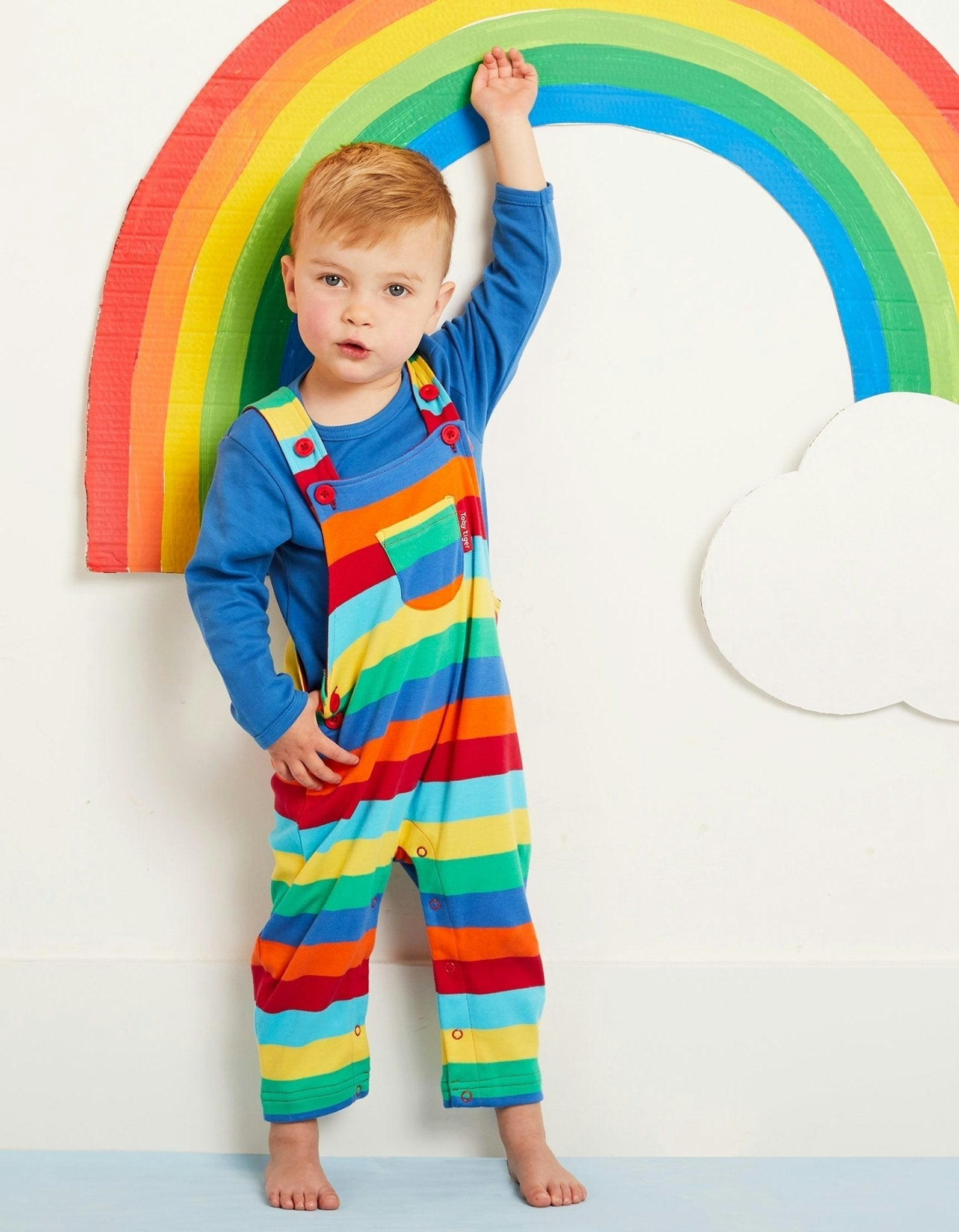 Toby Tiger Organic Multi Stripe Dungarees - 3-4Y / 104Cm