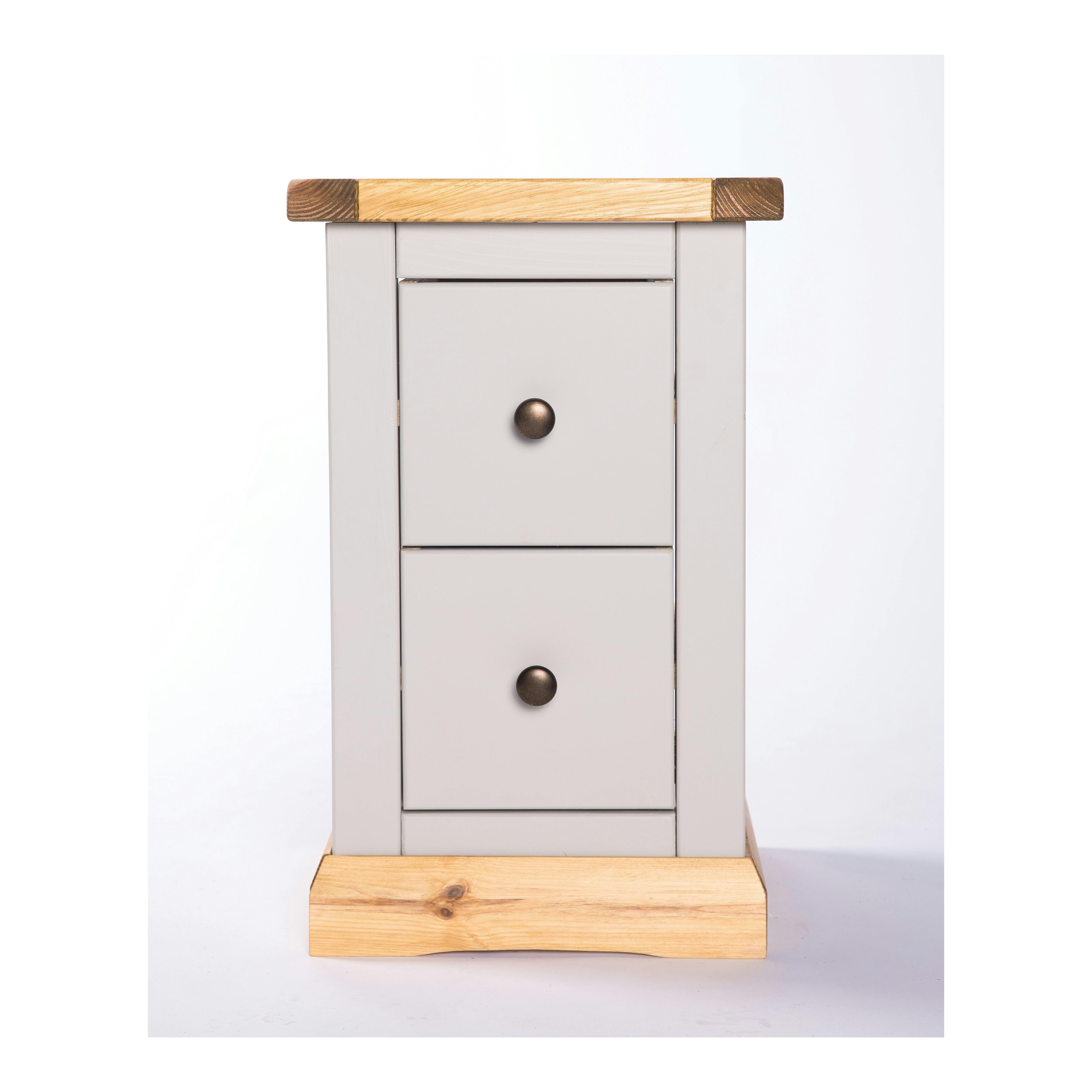 Rackhams Light/Grey Bomporto 2 Drawer Petite Bedside Table