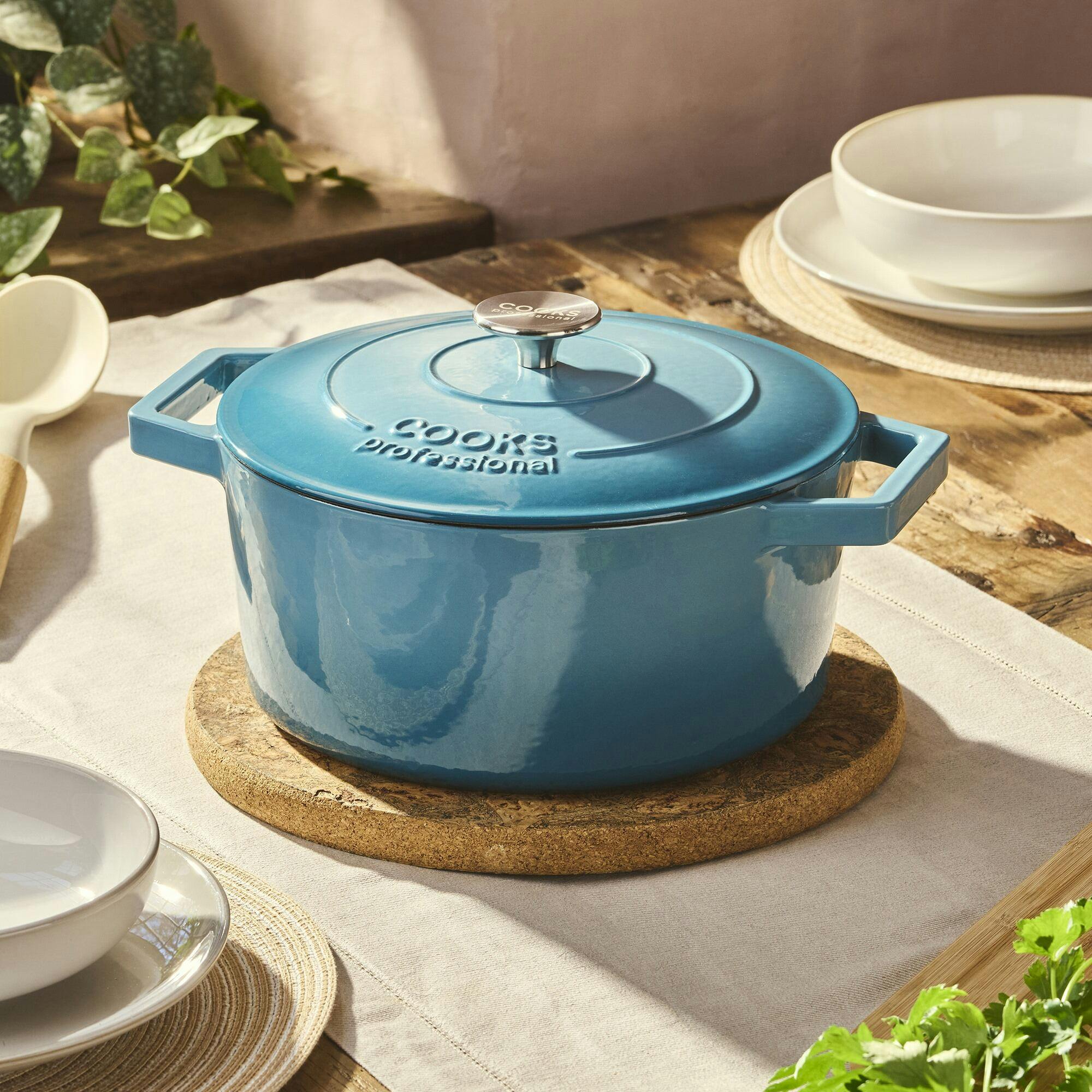 Rackhams 26Cm Cast Iron Casserole | Teal