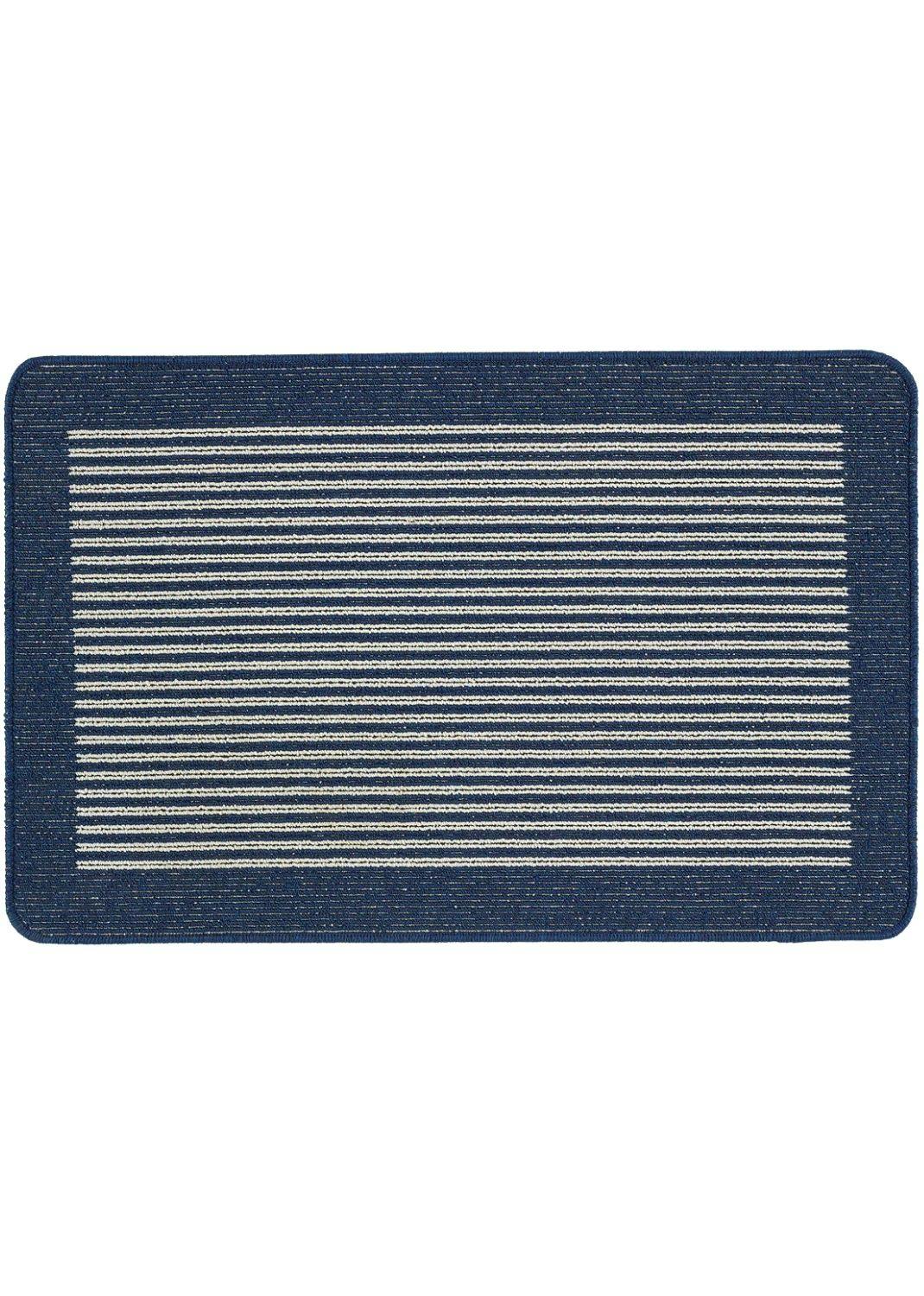 Rackhams Blue Washable Striped Mat And Runner - 50X80 Cm