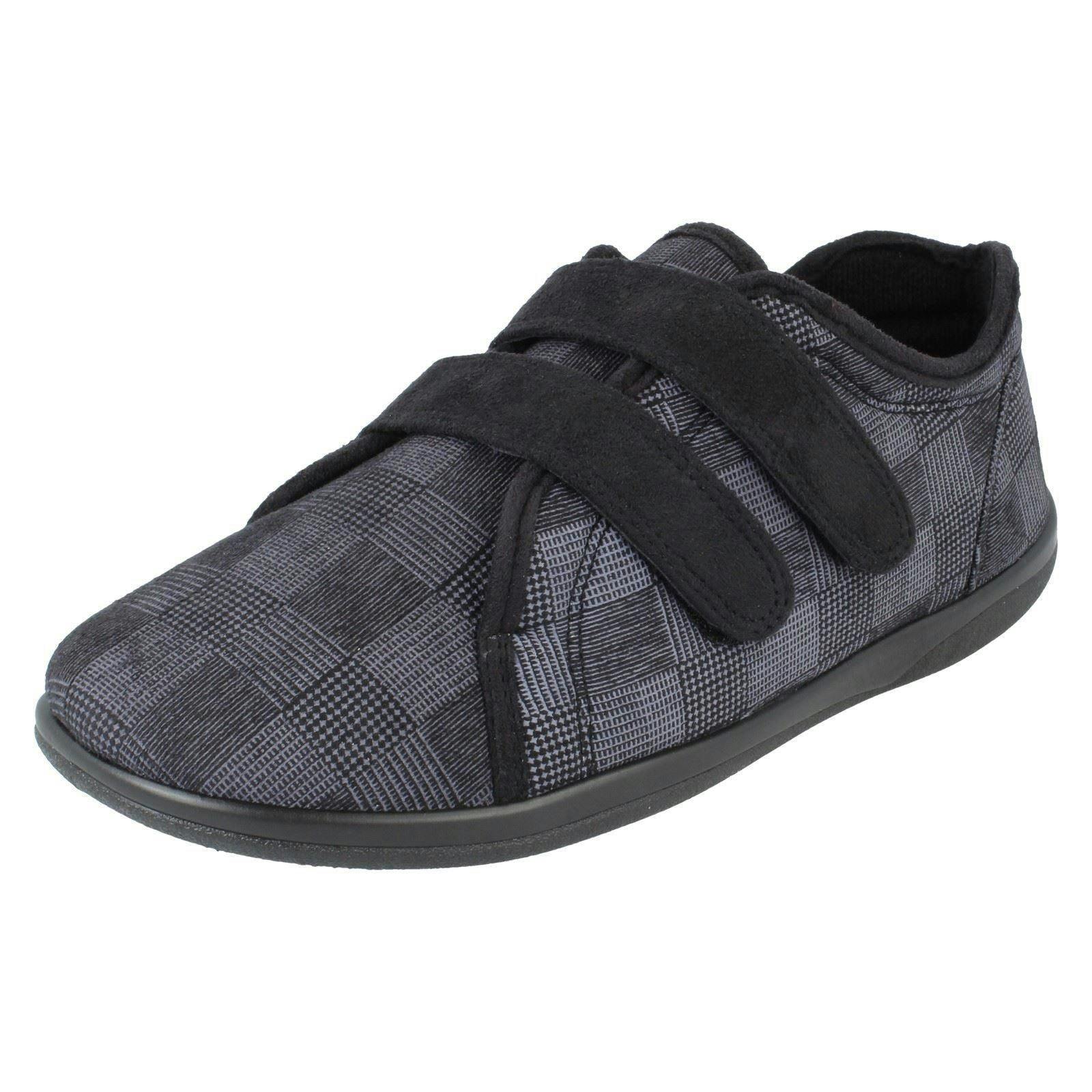 Padders Men's Black Hook & Loop Slippers Dual - Uk 6