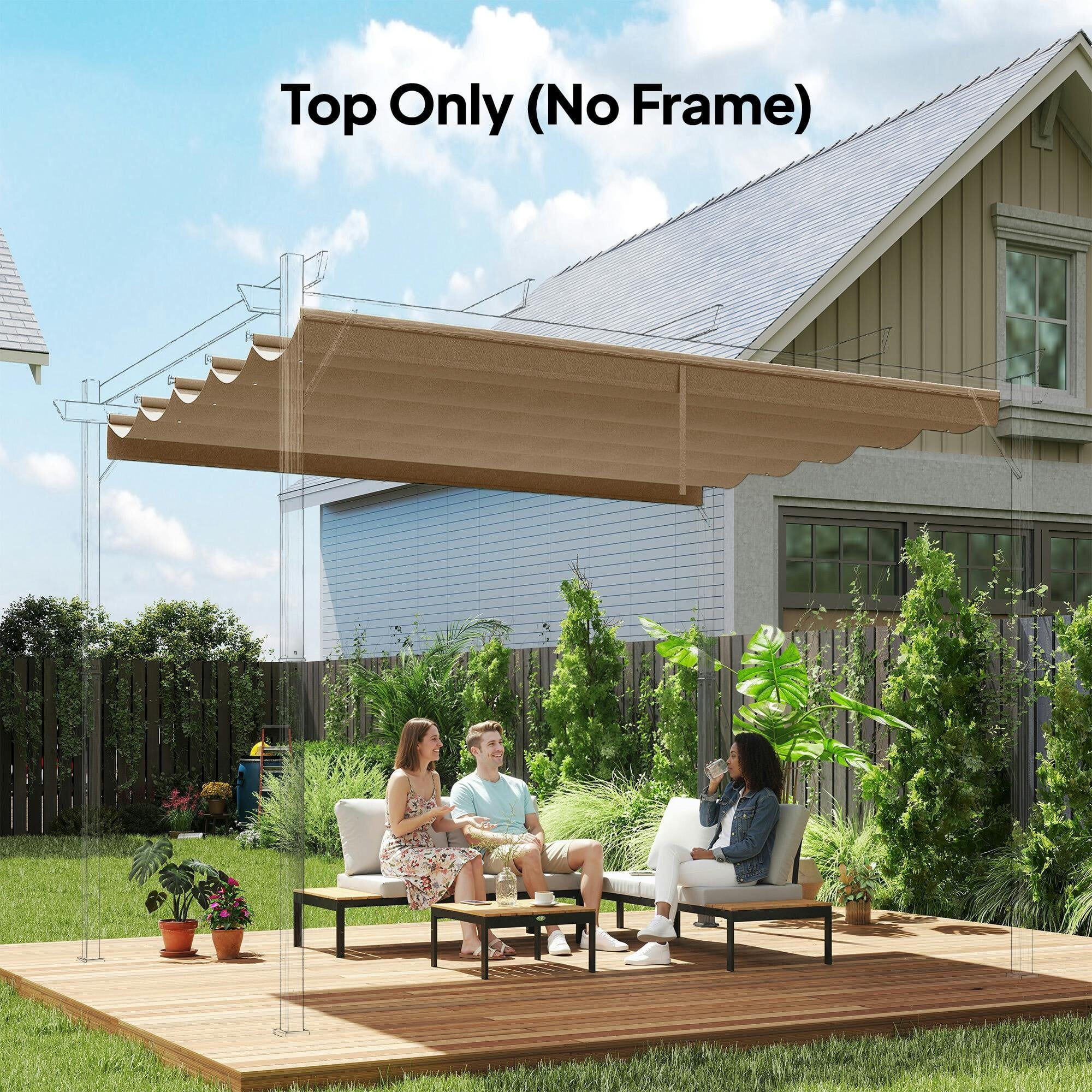 Outsunny Beige Pergola Shade Cover Replacement Canopy For 3 X 3(M) Pergola, - Tan - 250L X 255W Cm