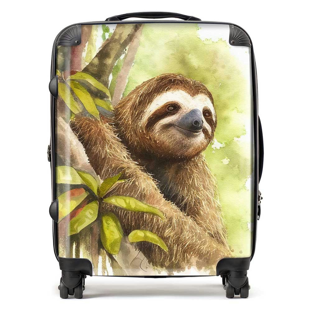 Warren Reed Green Sloth Watercolour Suitcase - Large