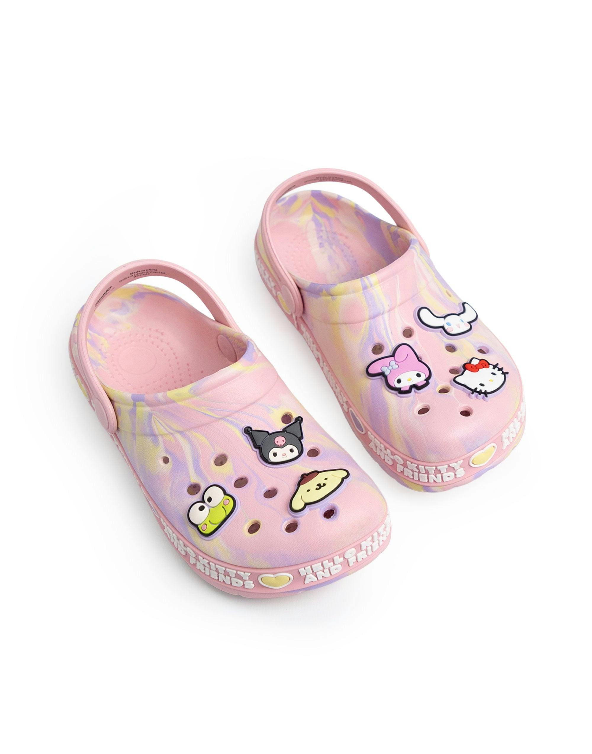 Vanilla Underground Girls Pink Hello Kitty Multi Character Clogs - 3 Uk Child
