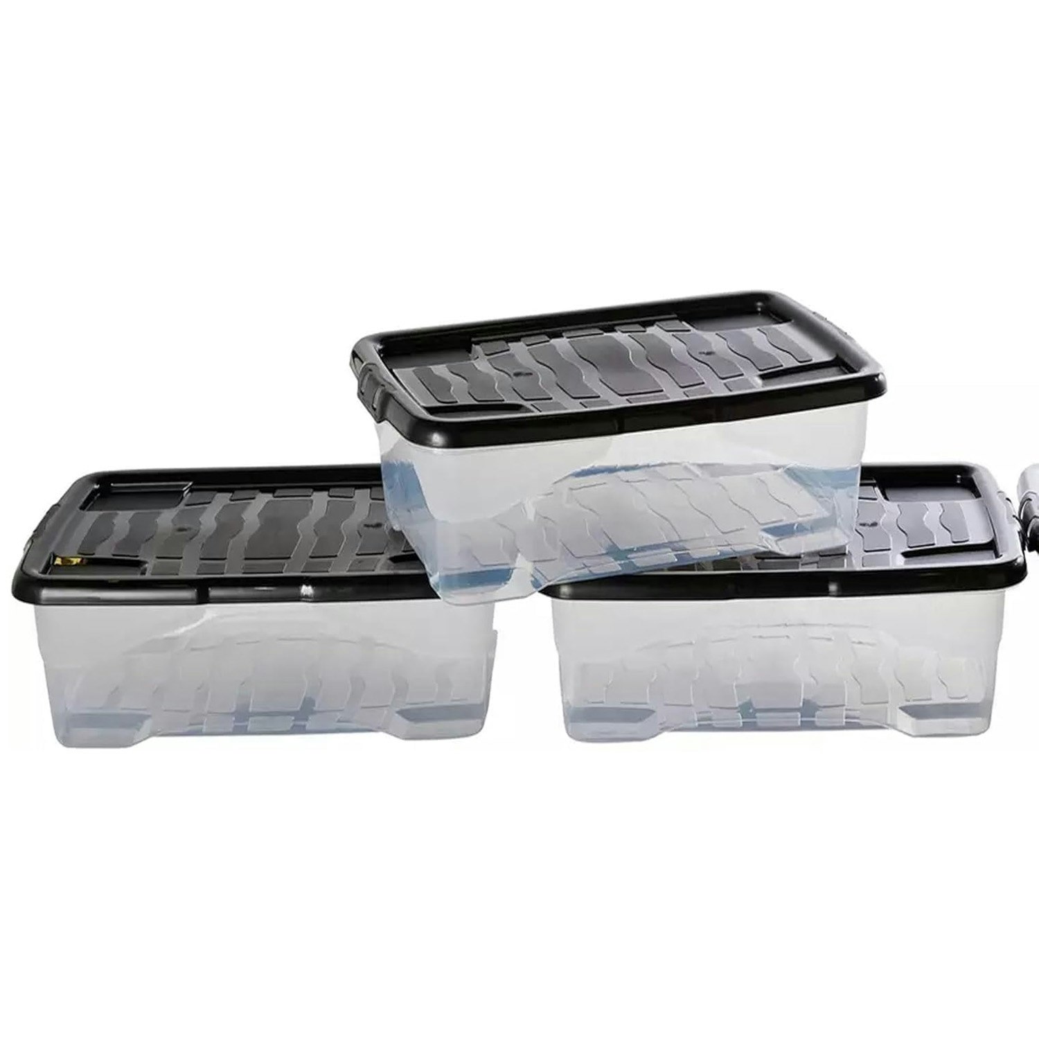 Storm Trading Group Black 4 X 30 Litre Curve Underbed Storage Boxes With Strong Lids